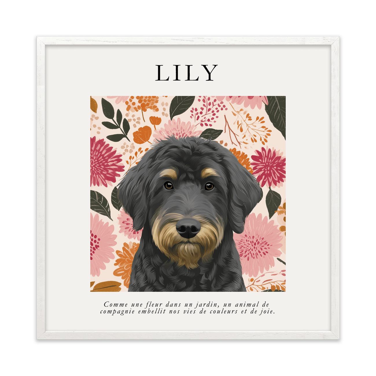 1petportrait-square-warmgoldensunsetwildflowers_White-Oak-Frame.png