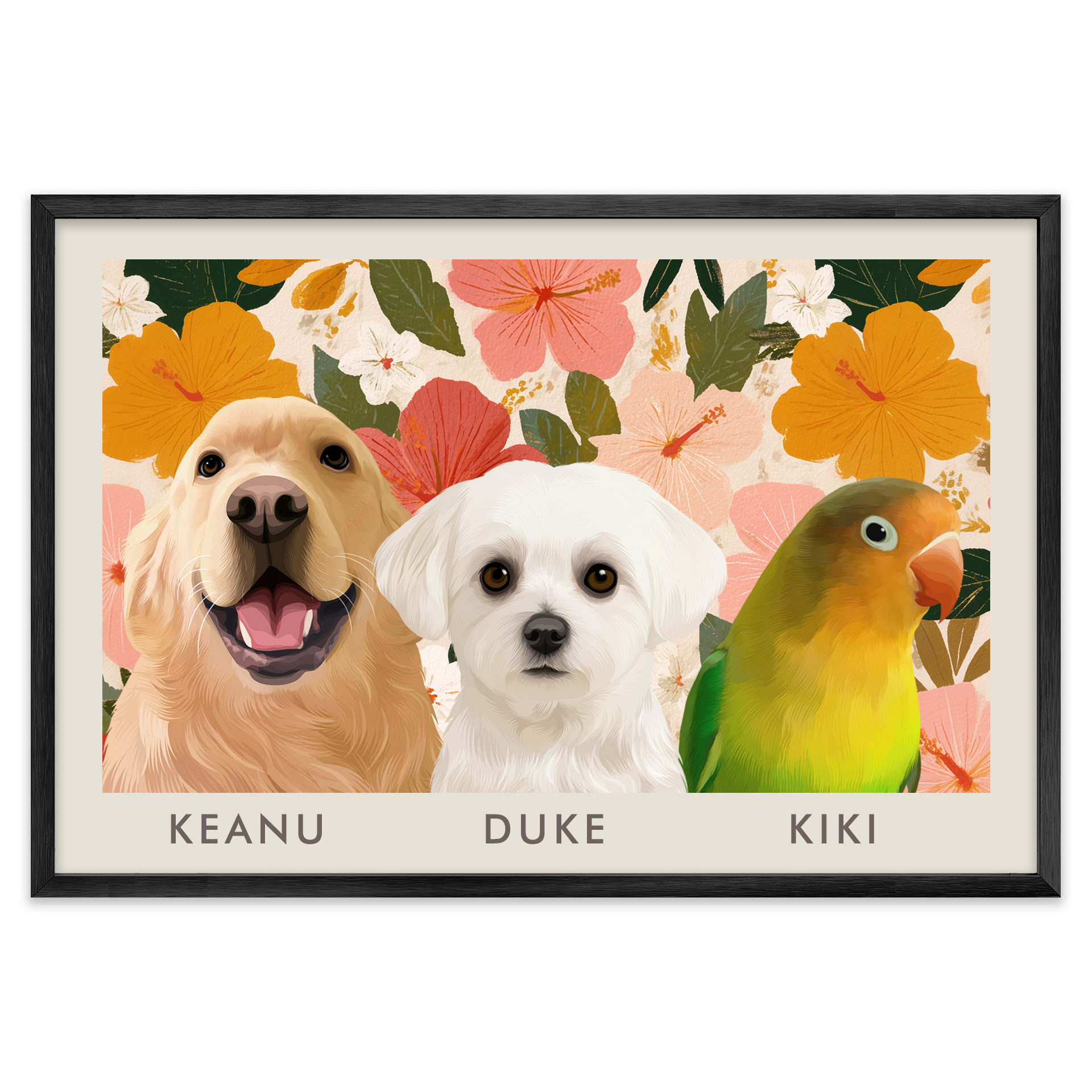 3petportrait-horizontal-goldenhawaiinhibiscussunset_Metal-Frame.png