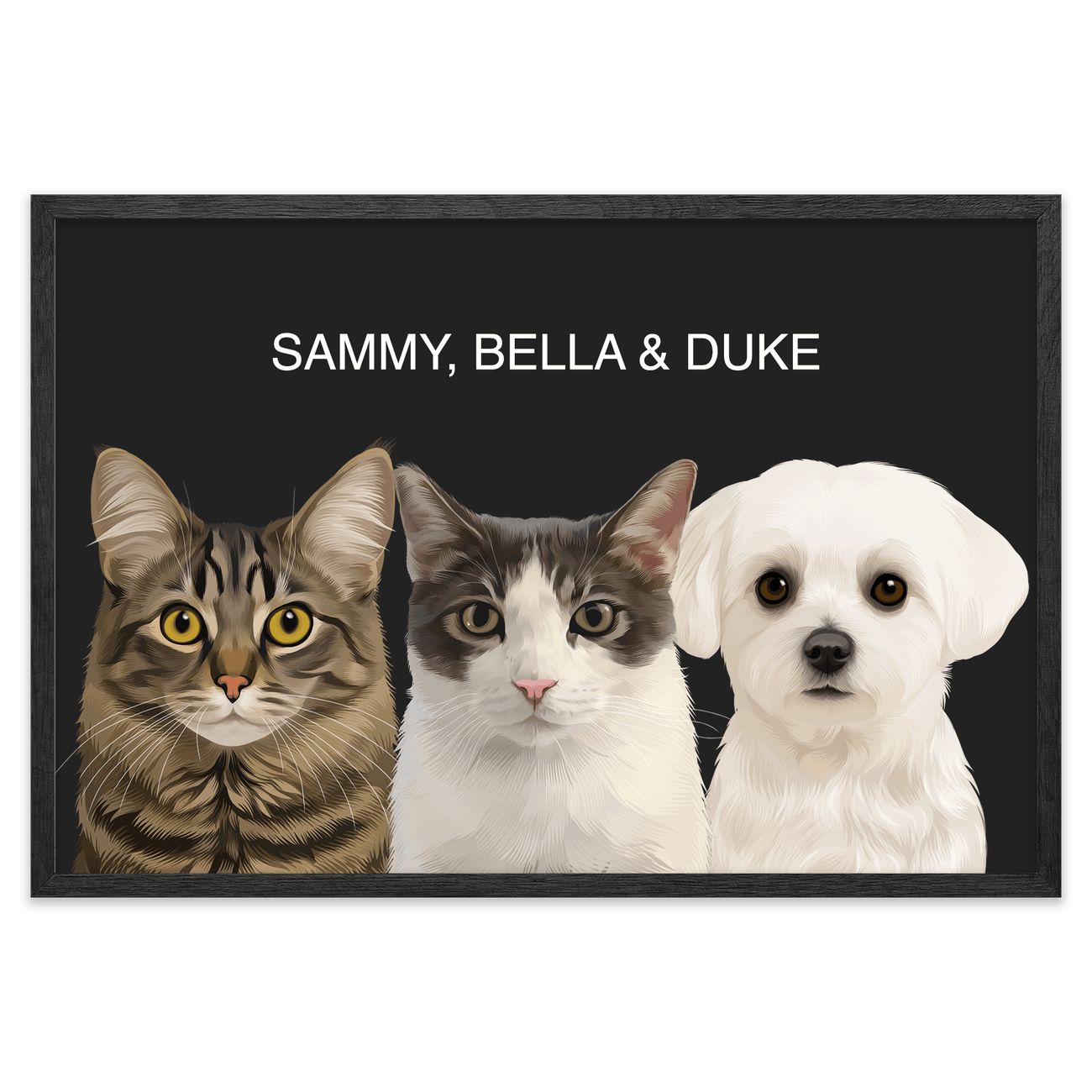 3petportrait-horizontal-allblackhandillustrated_Black-Oak-Frame.png