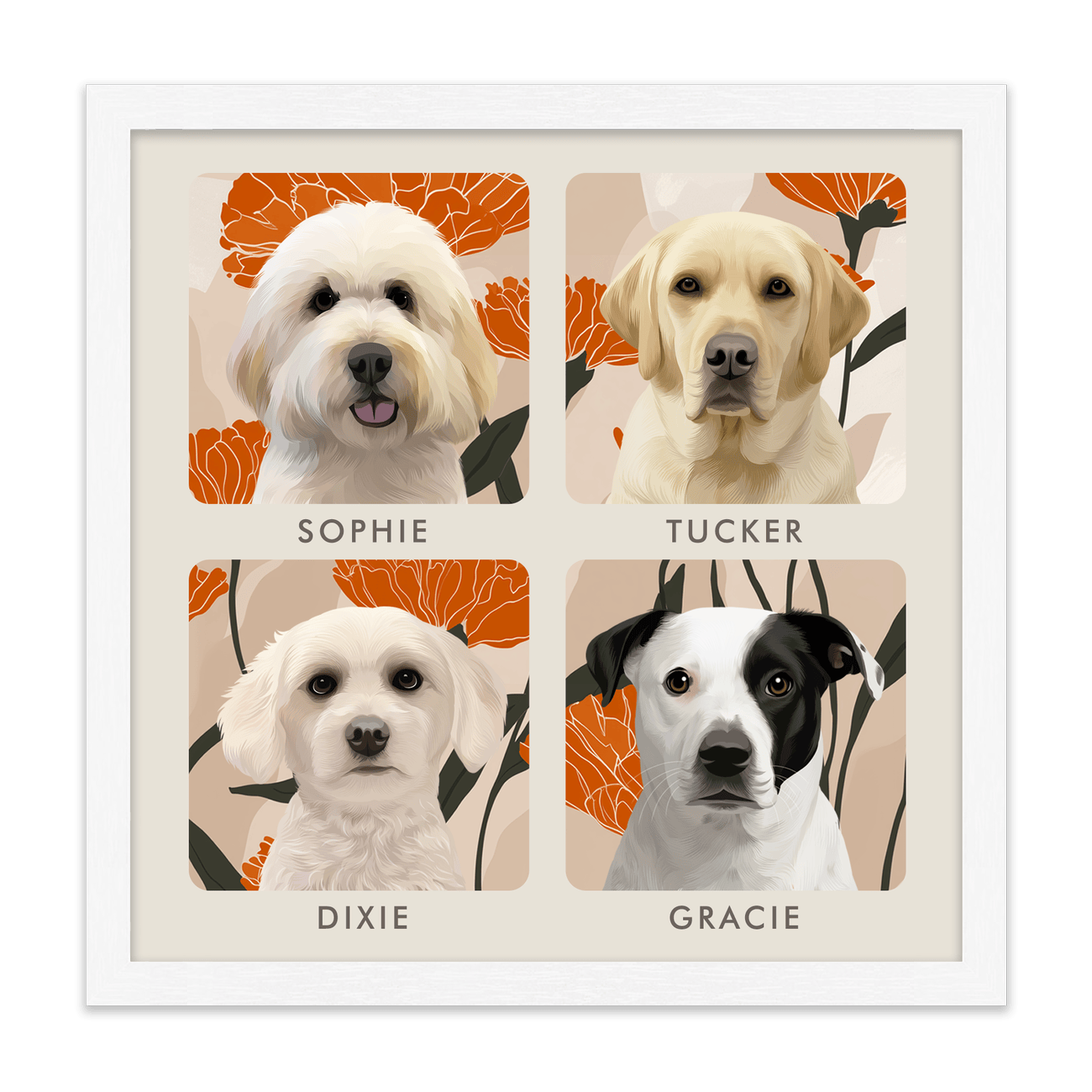 4petportrait-square-bloomingmarigoldfloralillustration_Standard-White-Frame.png
