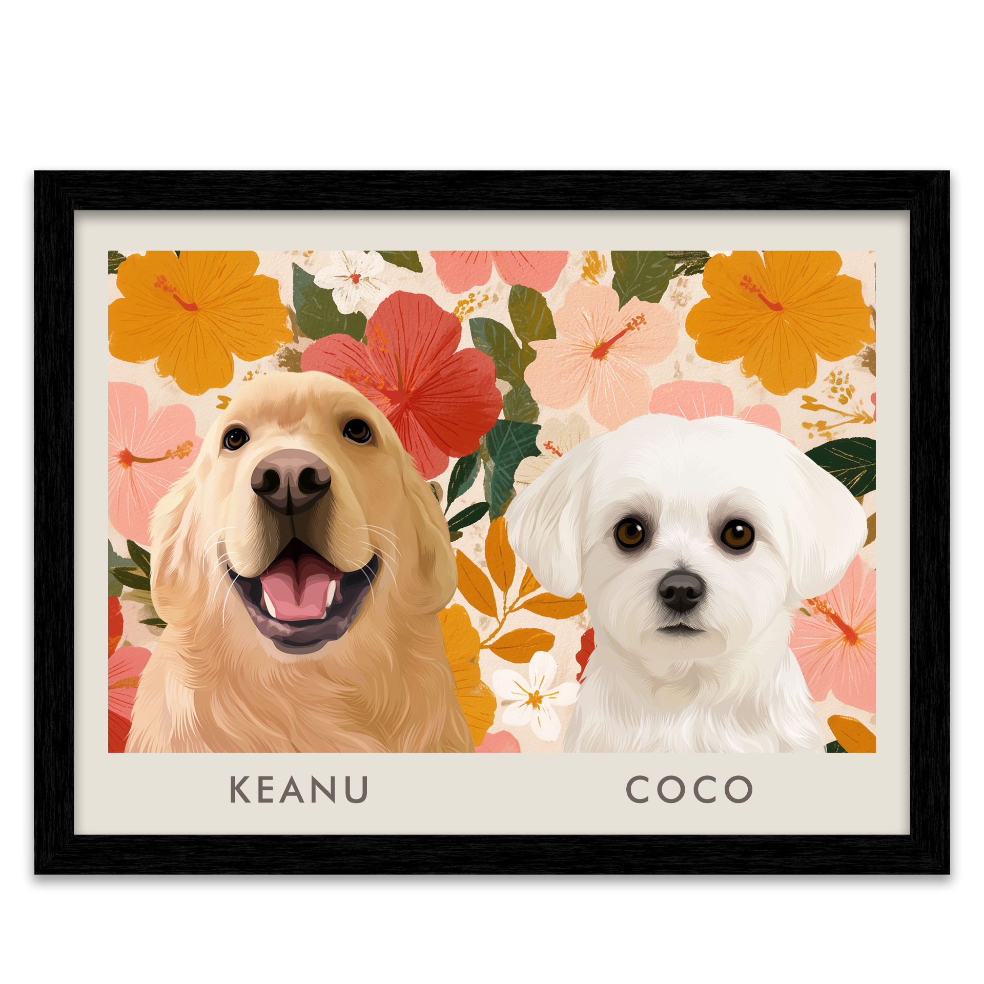 2pet-portrait-horizontal-golden-hawaiin-sunset-blackframe.png