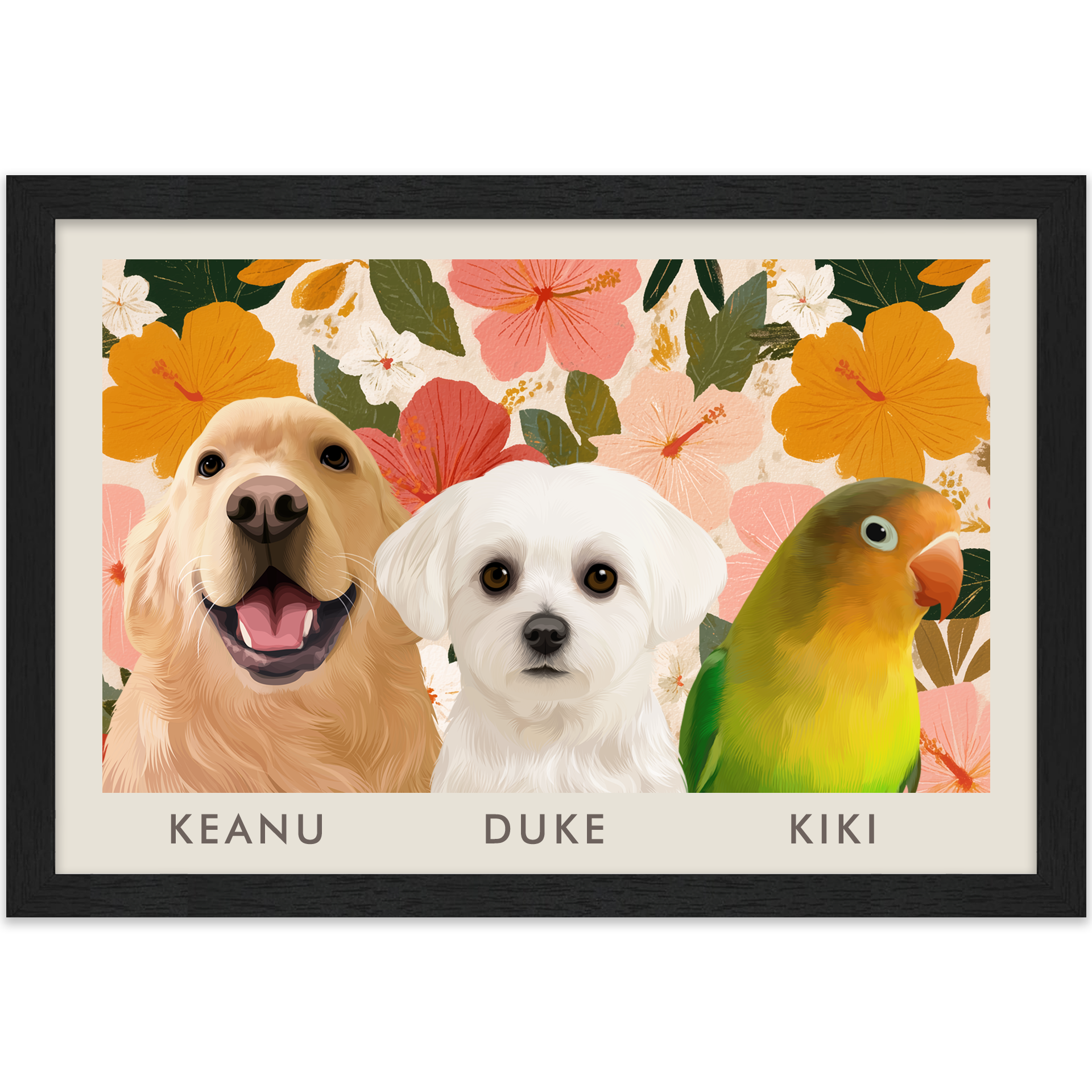 3petportrait-horizontal-goldenhawaiinhibiscussunset_Standard-Black-Frame.png