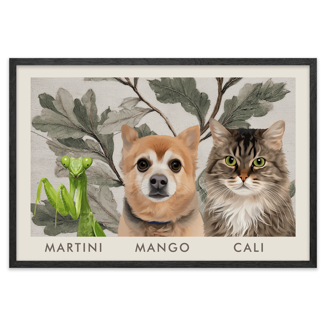 3petportrait-horizontal-vintagebotanicaloakleaves_Black-Oak-Frame.png