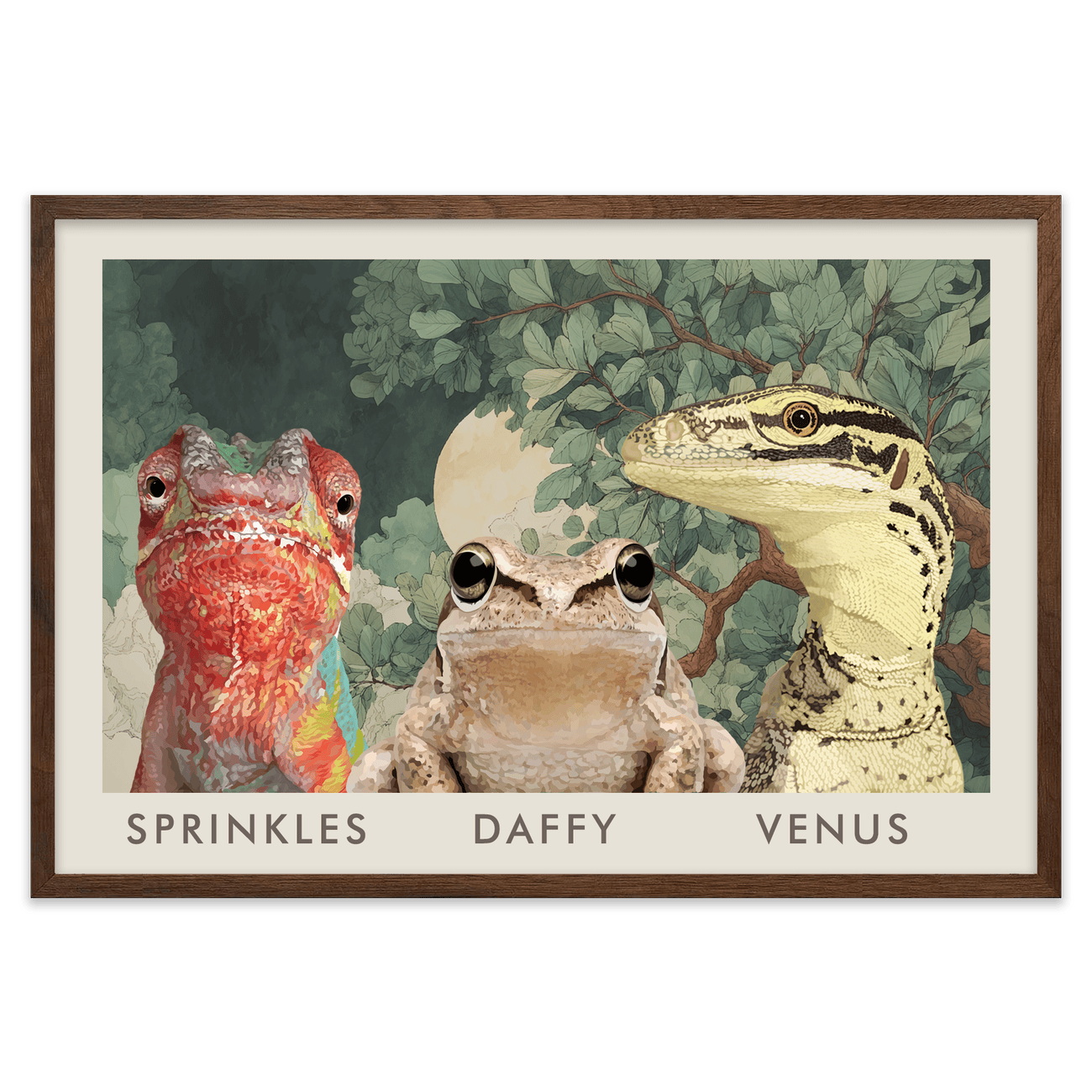 3petportrait-horizontal-enchantedjungleforestthemed_Walnut-Frame.png