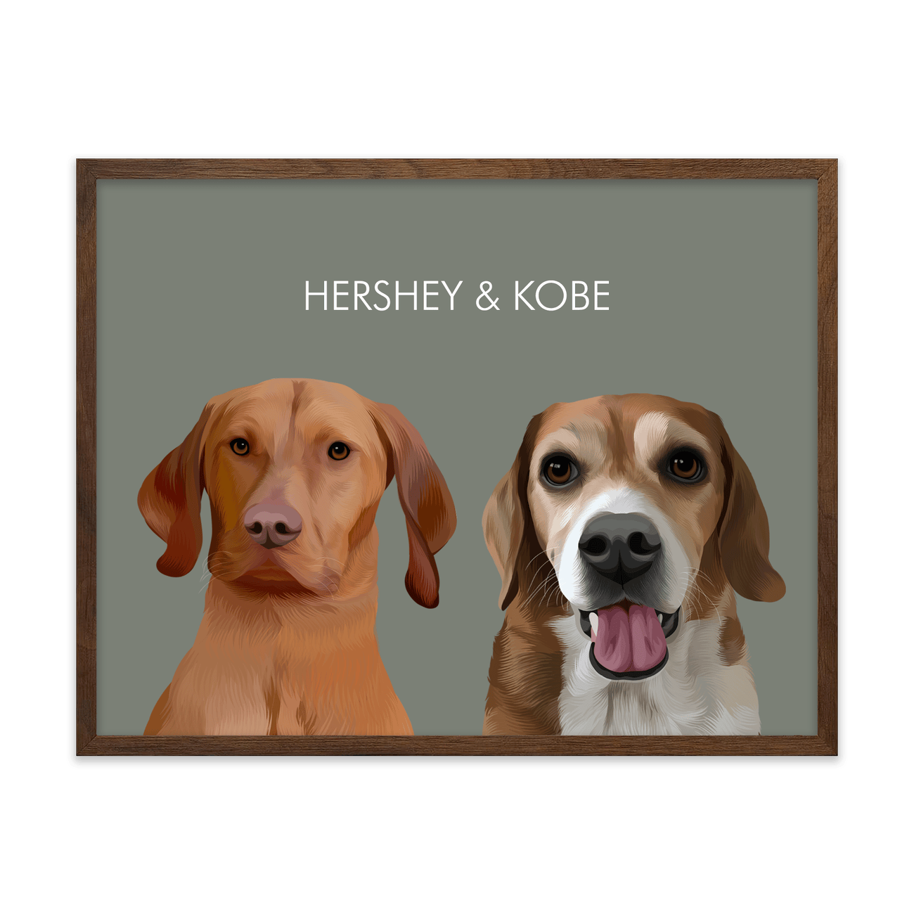 2petportrait-vertical-green-softneutralcoloredbackground_Walnut-Frame.png