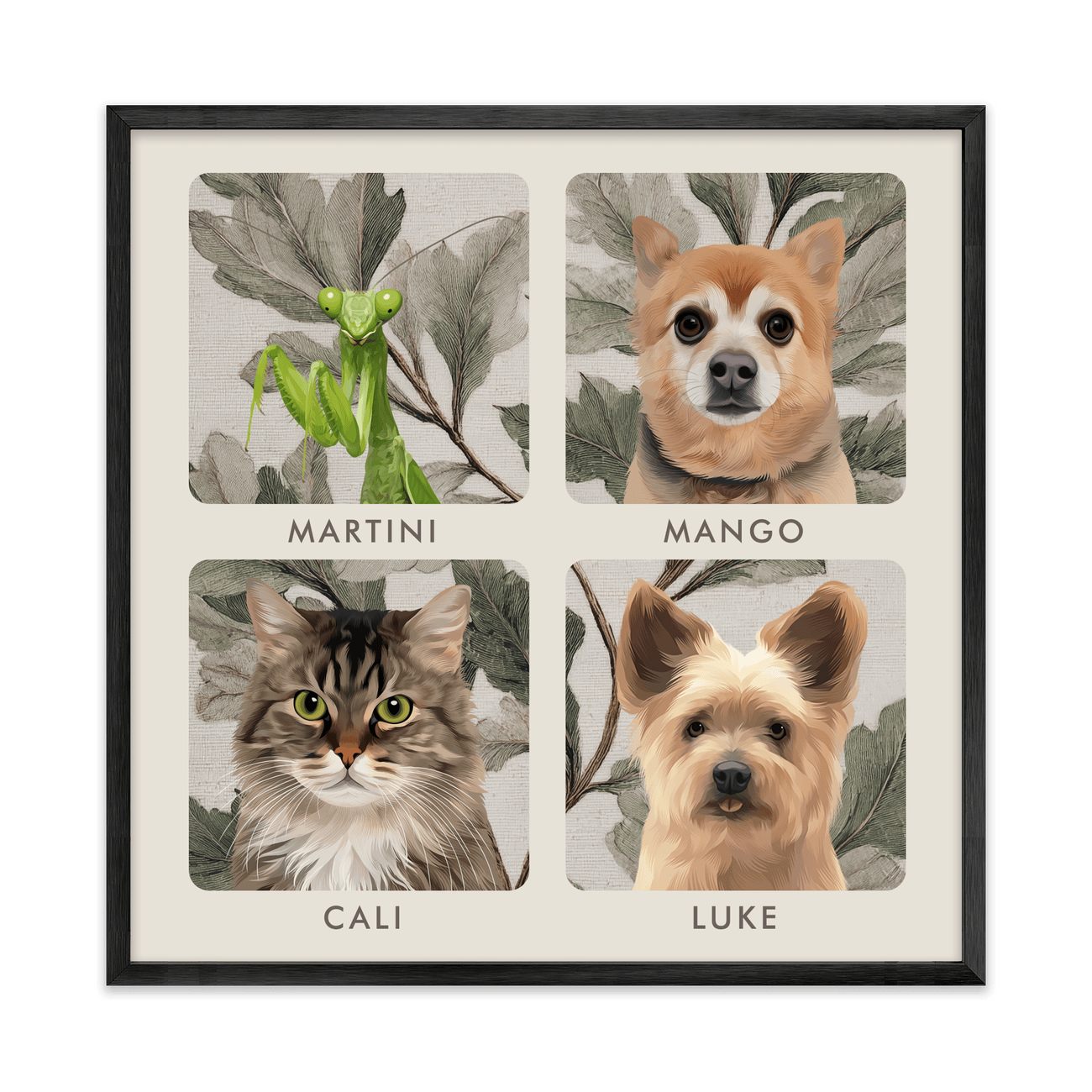 4petportrait-square-vintagebotanicaloakleaves_Metal-Frame.png