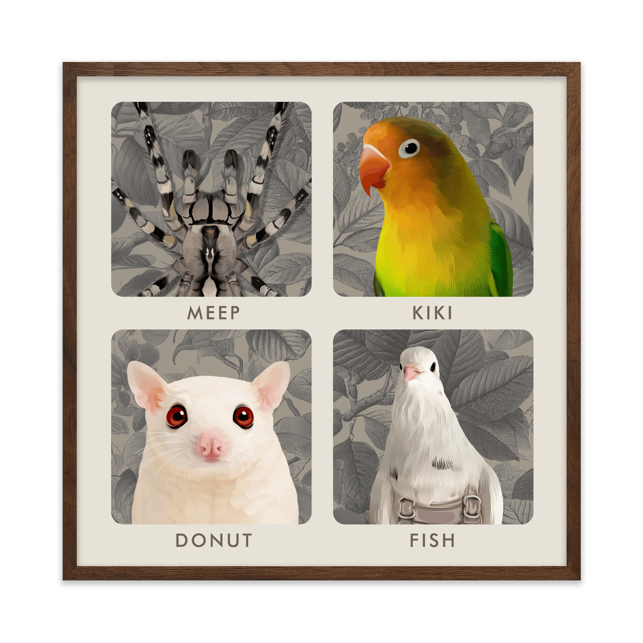 4petportrait-square-vintagebotanicalengravedleaves_Walnut-Frame.png