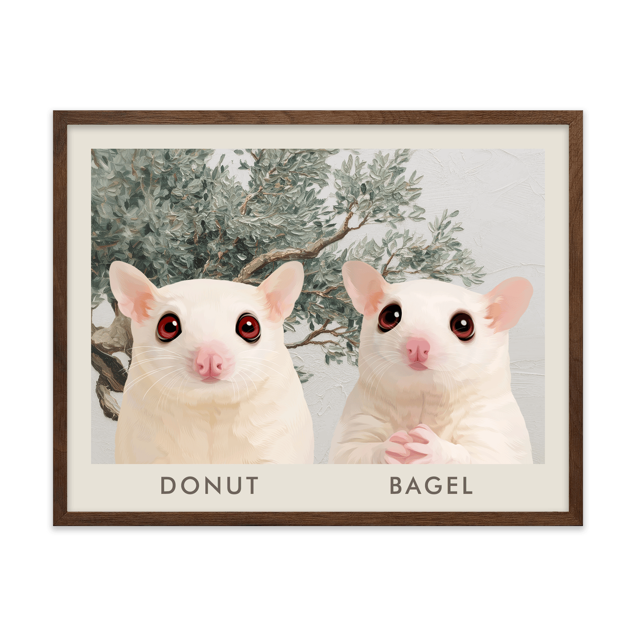 2petportrait-horizontal-mediterraneanolivetreebranch_Walnut-Frame.png