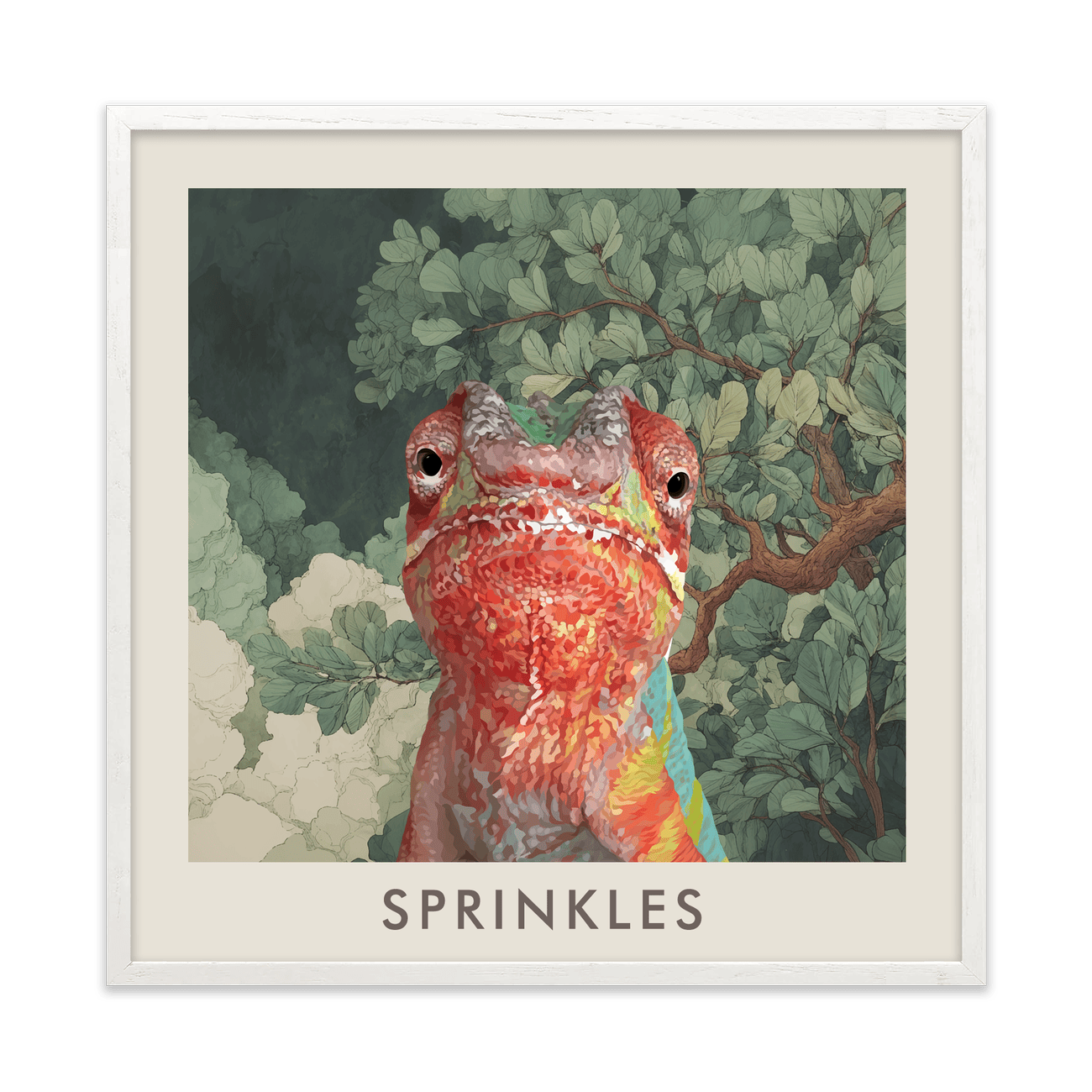1petportrait-square-enchantedjungleforestthemed_White-Oak-Frame.png