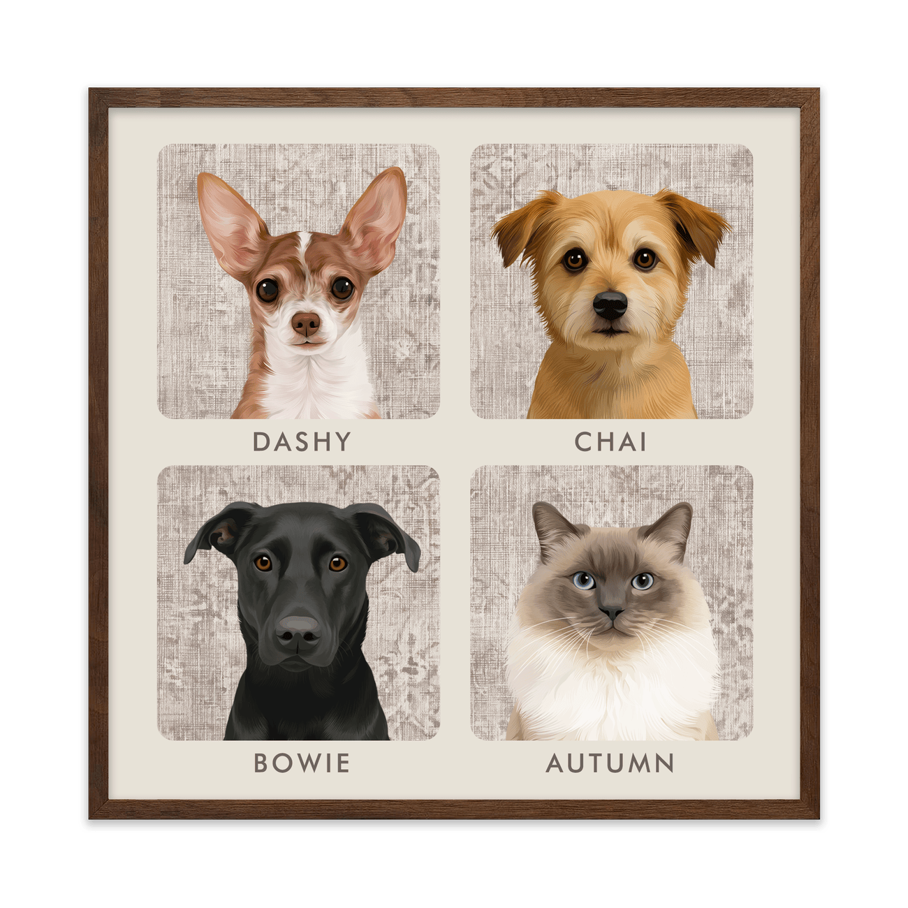 4petportrait-square-vintagedistressedtextilepattern_Walnut-Frame.png