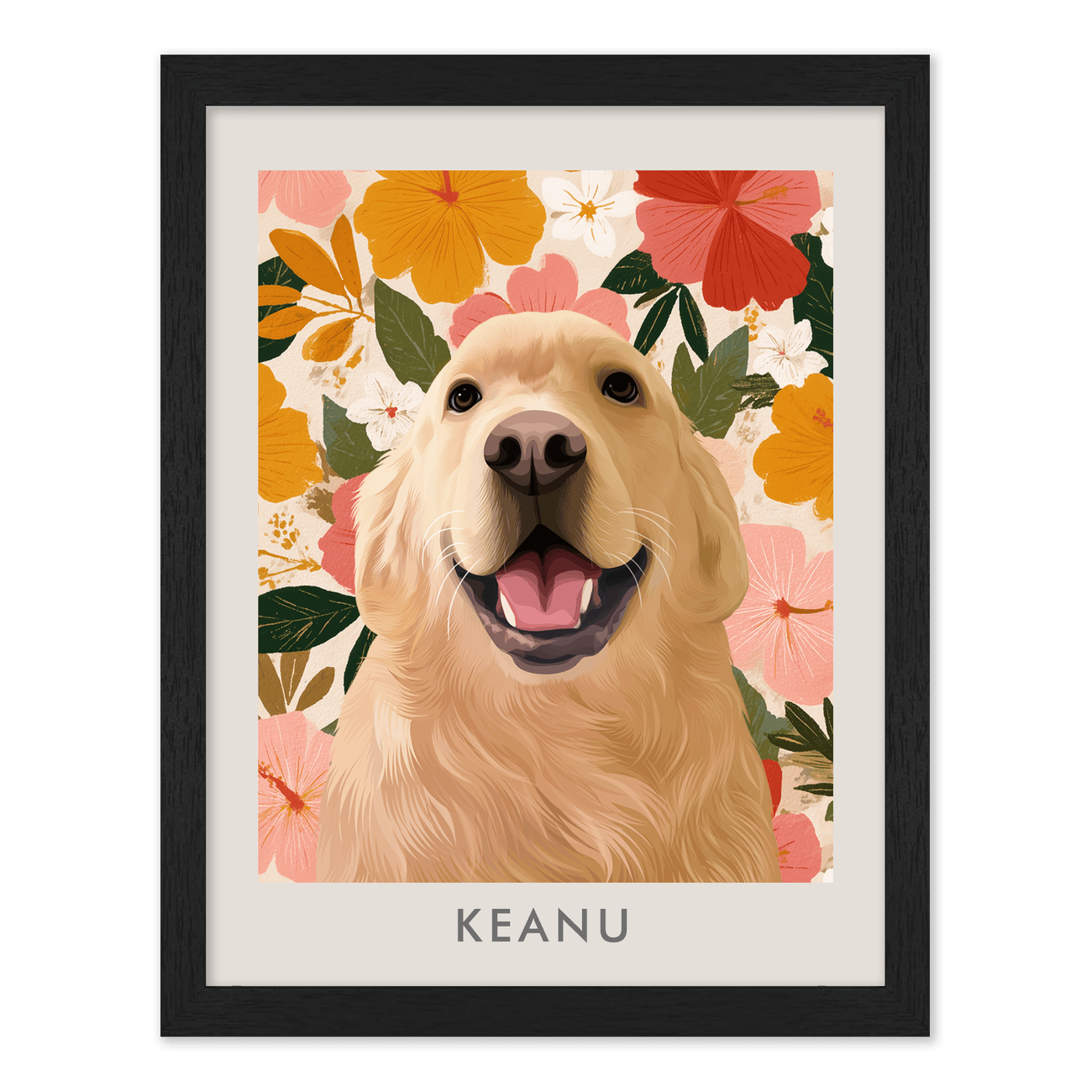 petportrait-vertical-goldenhawaiianhibiscussunset_Standard-Black-Frame.png