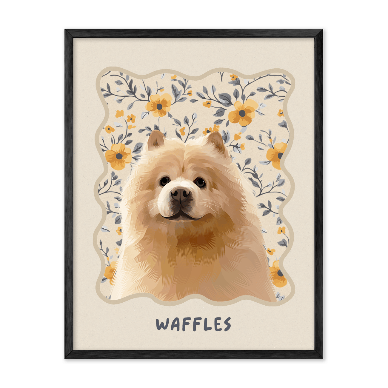 petportrait-vertical-vintageyellowfloralpattern_Metal-Frame.png