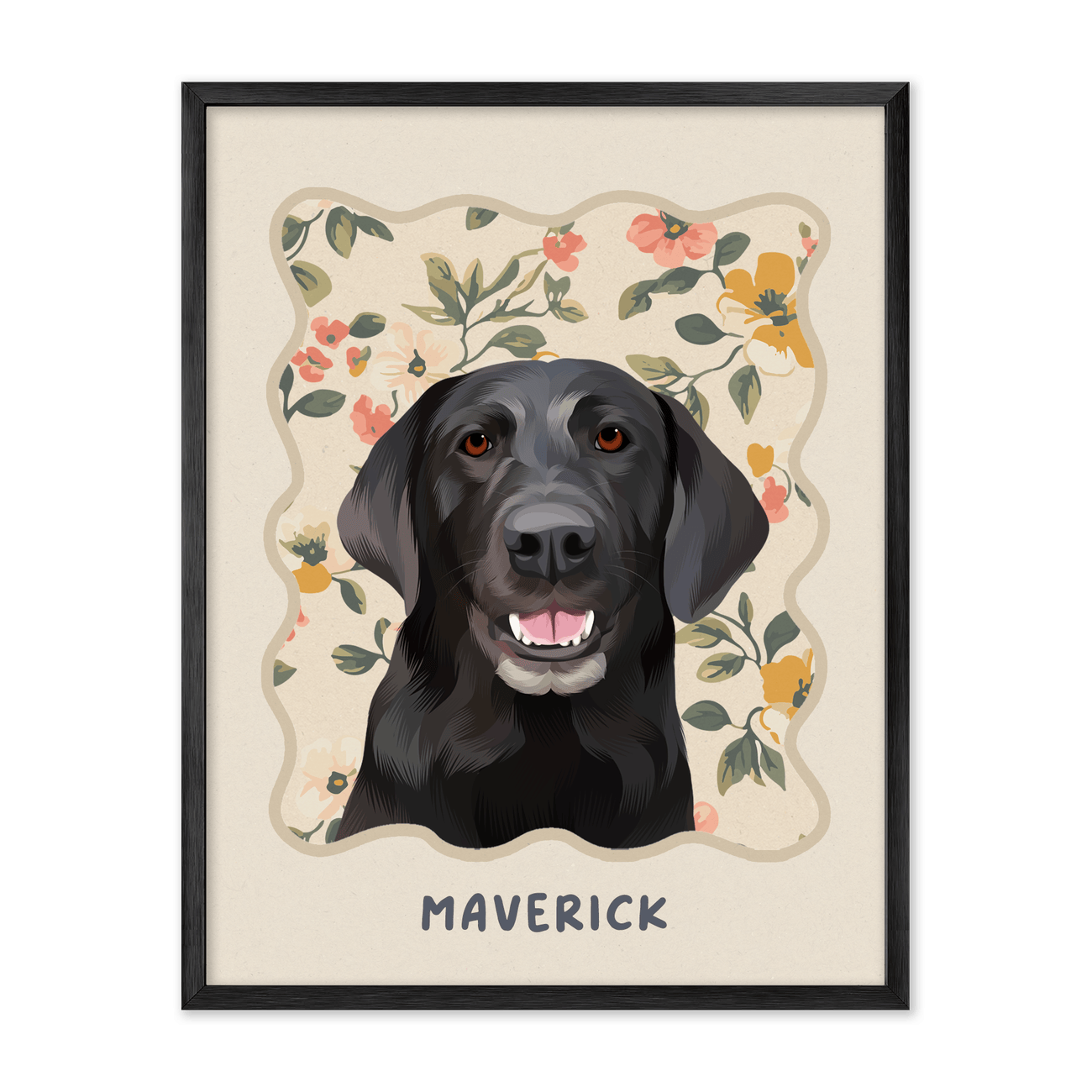 petportrait-vertical-vintagepeachfloralpattern_Metal-Frame.png