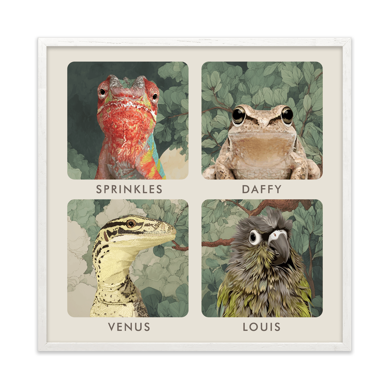 4petportrait-square-enchantedjungleforestthemed_White-Oak-Frame.png