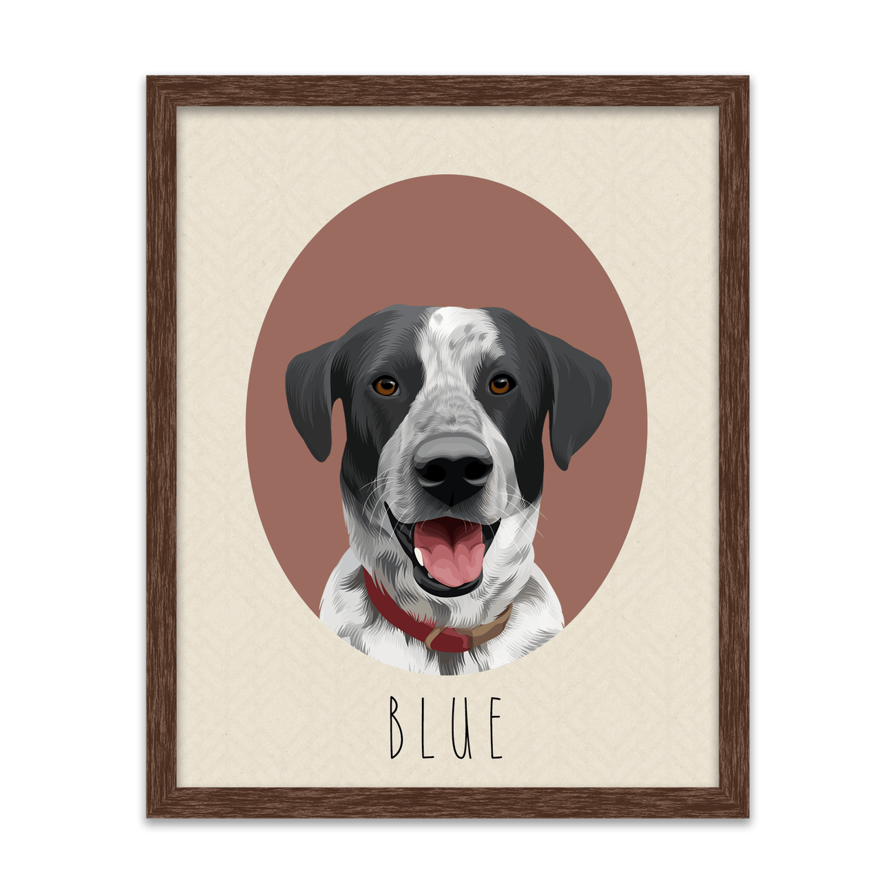 Neutral Colored Oval-Shaped Pet Portrait