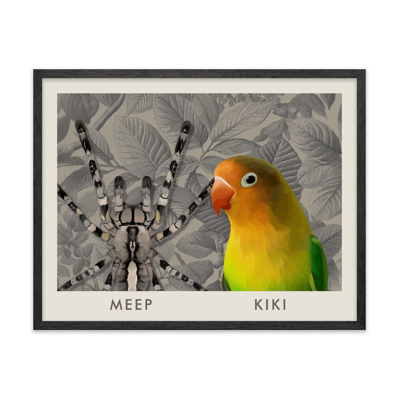 2petportrait-horizontal-vintagebotanicalengravedleaves_Black-Oak-Frame.png