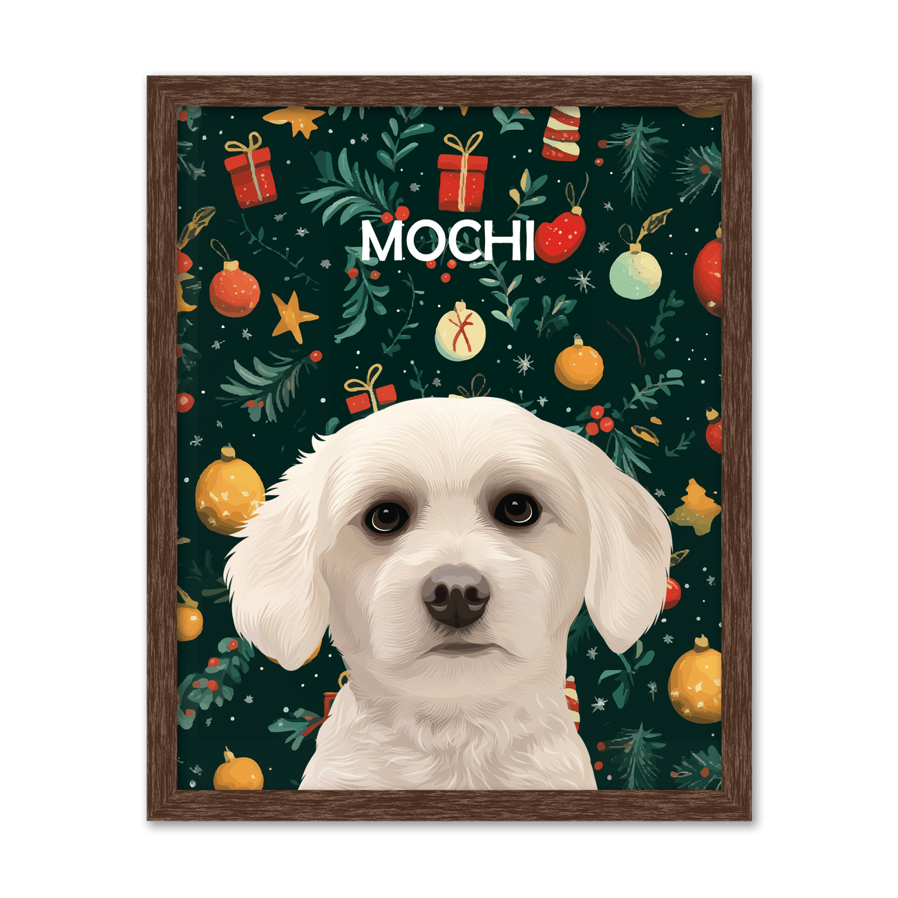 Holiday Ornaments Pattern Background Pet Portrait