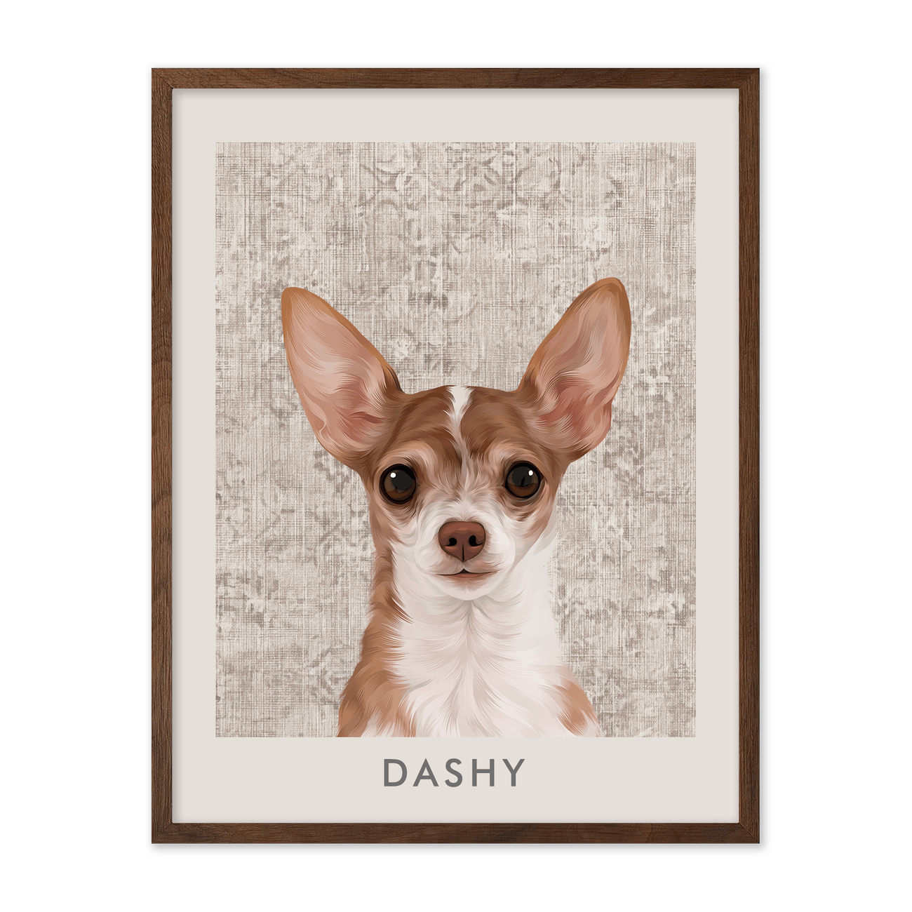 Vintage Distressed Textile Pattern Pet Portrait
