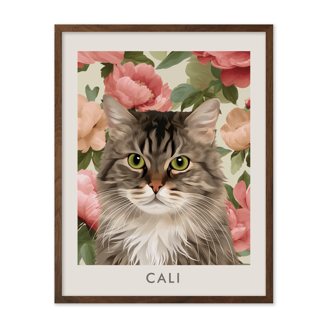 Vintage Blush Pink Peonies Pet Portrait