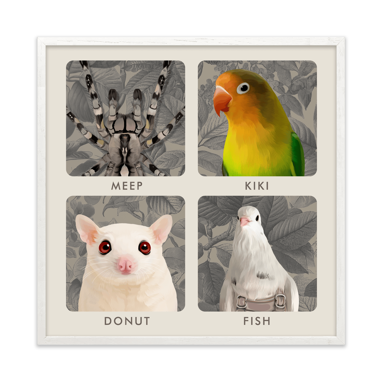 4petportrait-square-vintagebotanicalengravedleaves_White-Oak-Frame.png