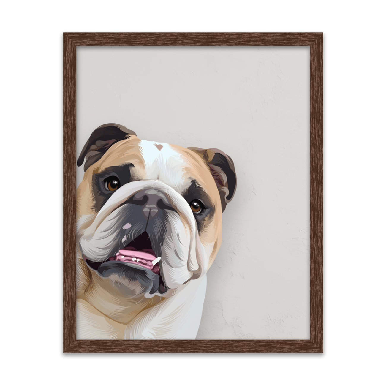 Retro rainbow pet portrait hanging on wall