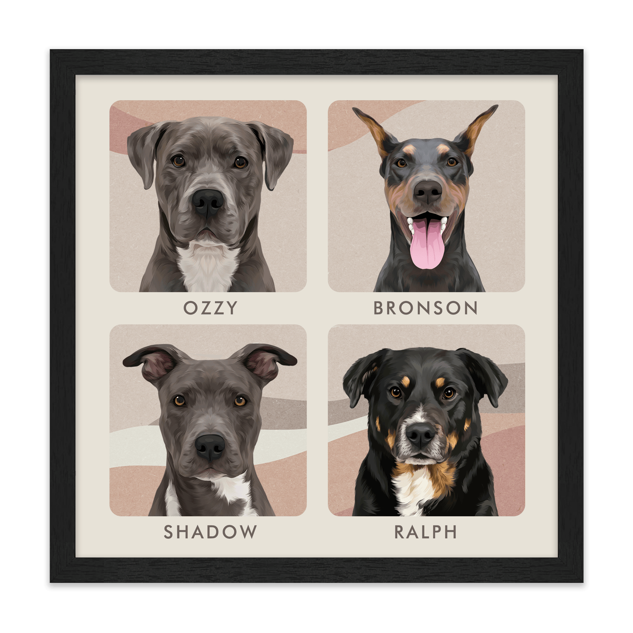 4petportrait-square-abstractbohodeserthorizon_Standard-Black-Frame.png