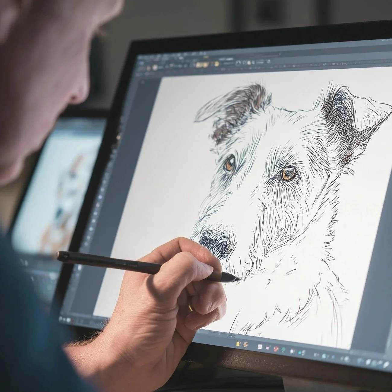 Hand-illustrated custom pet portrait