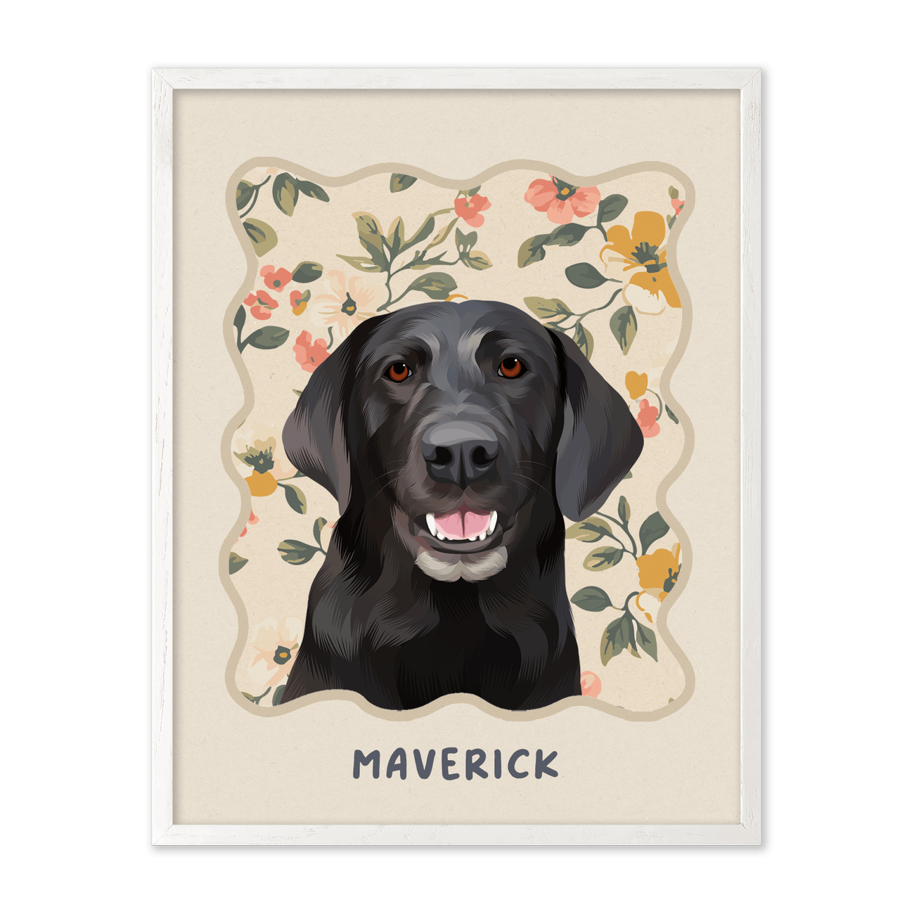petportrait-vertical-vintagepeachfloralpattern_White-Oak-Frame.png