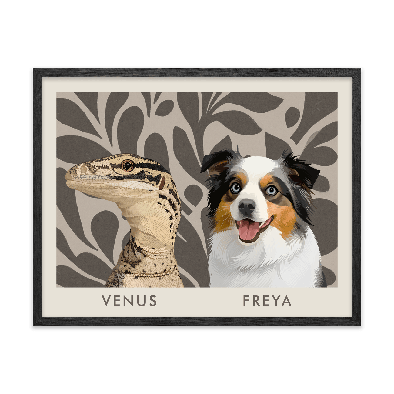 2petportrait-horizontal-earthyfloralblockprint_Black-Oak-Frame.png