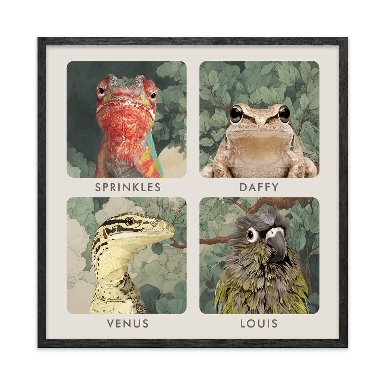 4petportrait-square-enchantedjungleforestthemed_Black-Oak-Frame.png
