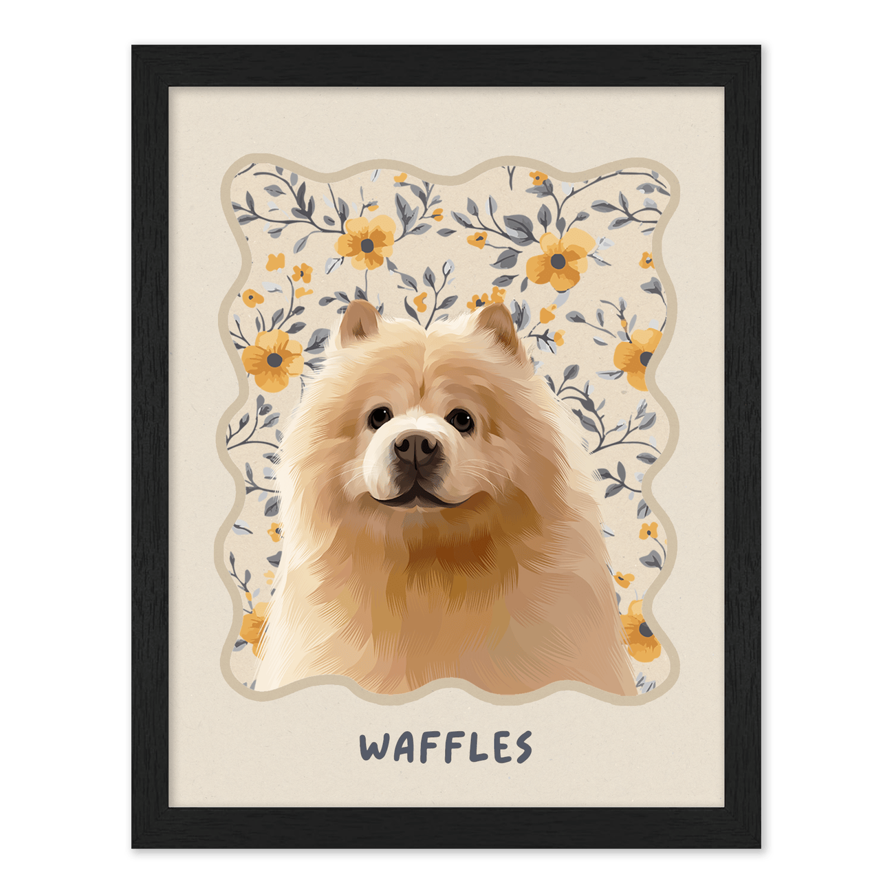 petportrait-vertical-vintageyellowfloralpattern_Standard-Black-Frame.png
