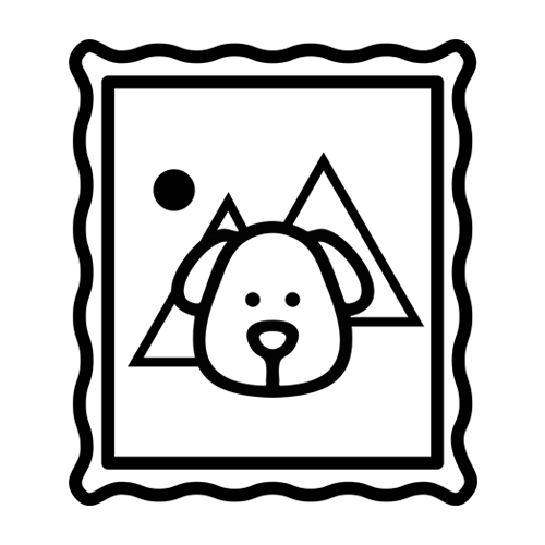 Icon of a framed pet portrait with a dog illustration.