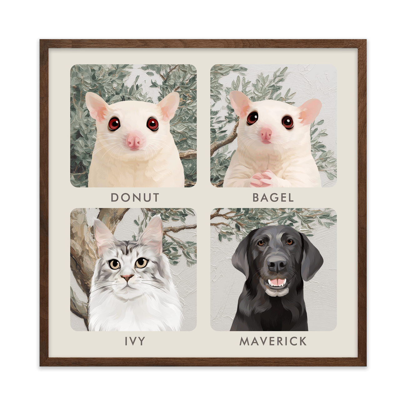 4petportrait-square-mediterraneanolivetreebranch_Walnut-Frame.png