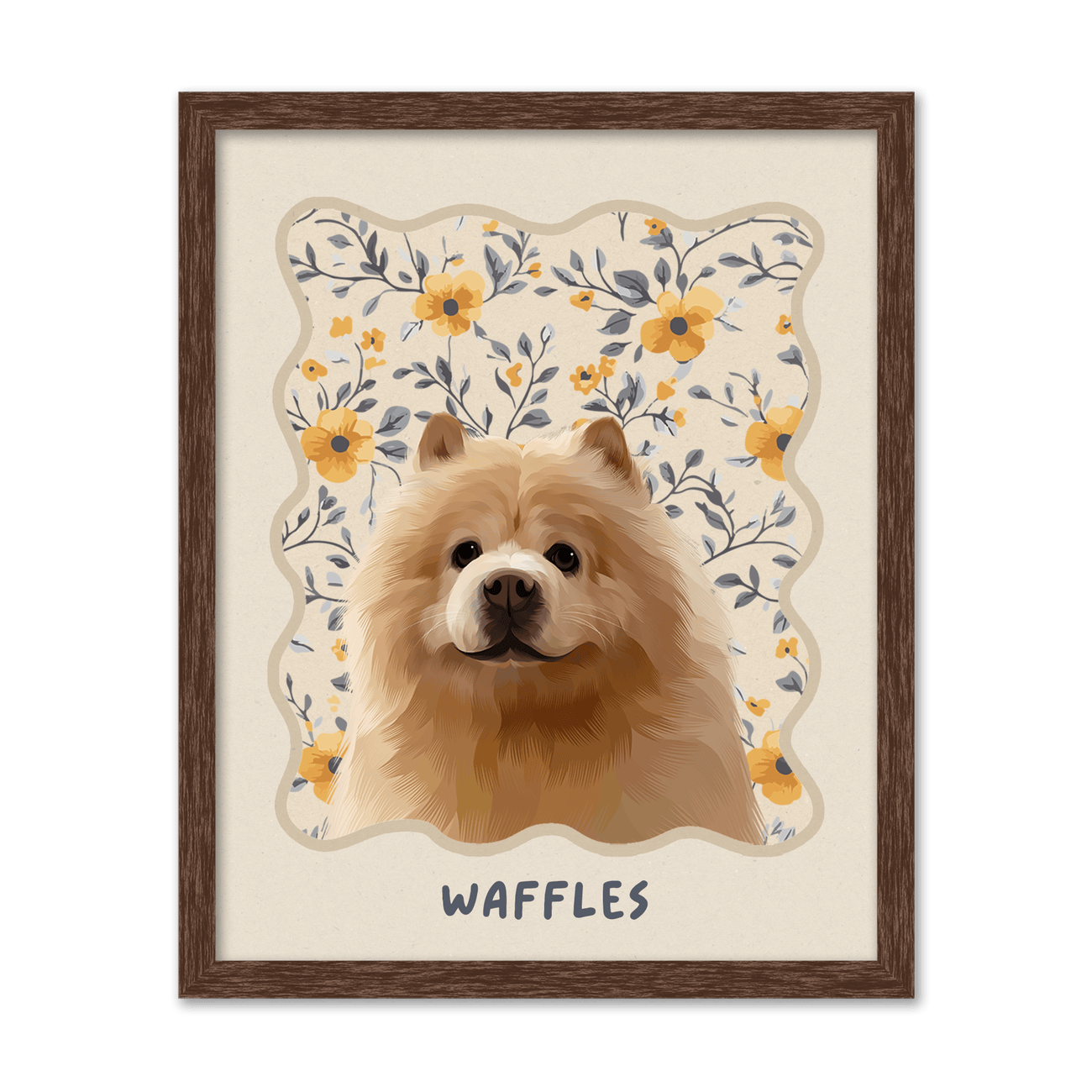 Vintage Yellow Floral Pattern Pet Portrait