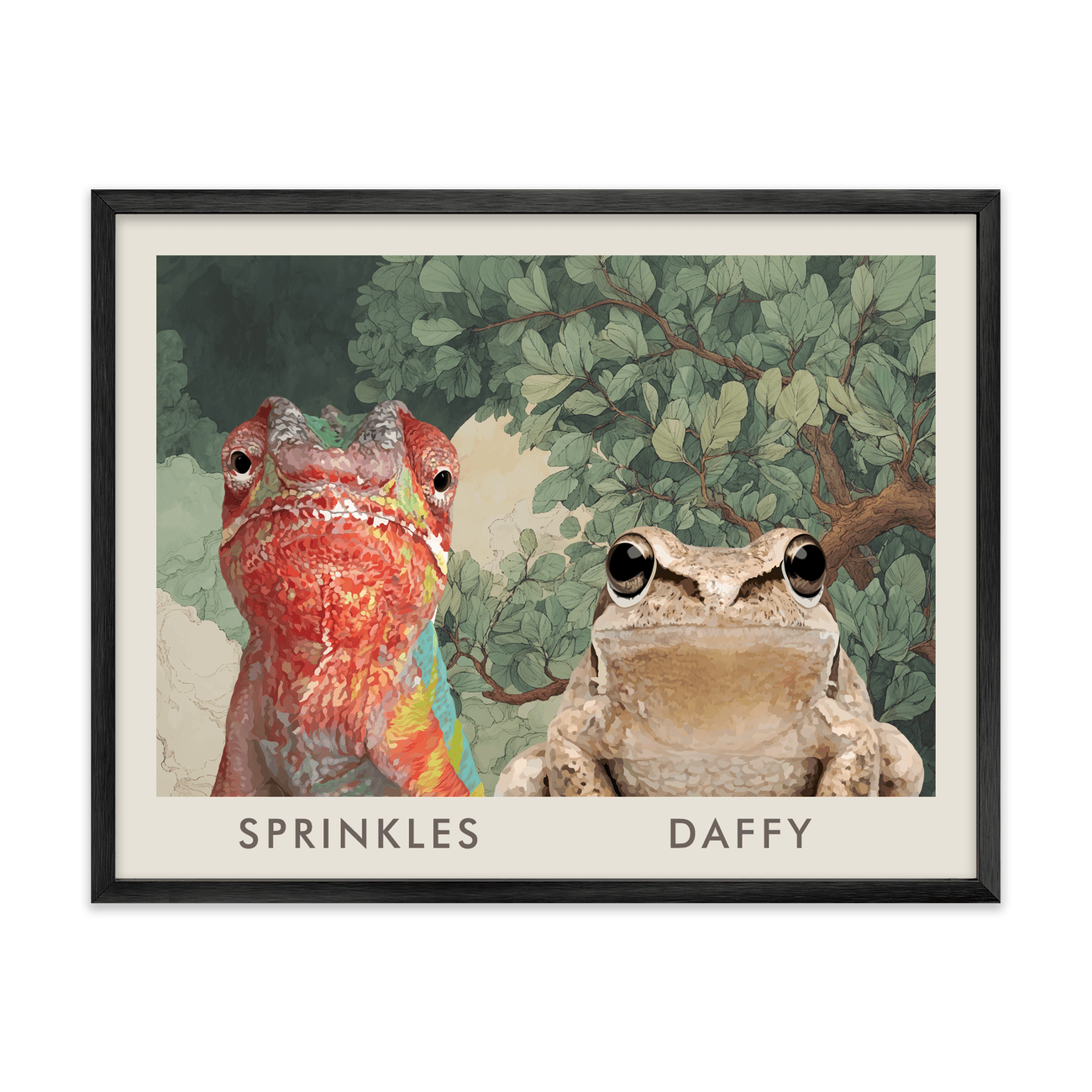 2petportrait-horizontal-enchantedjungleforestthemed_Metal-Frame.png