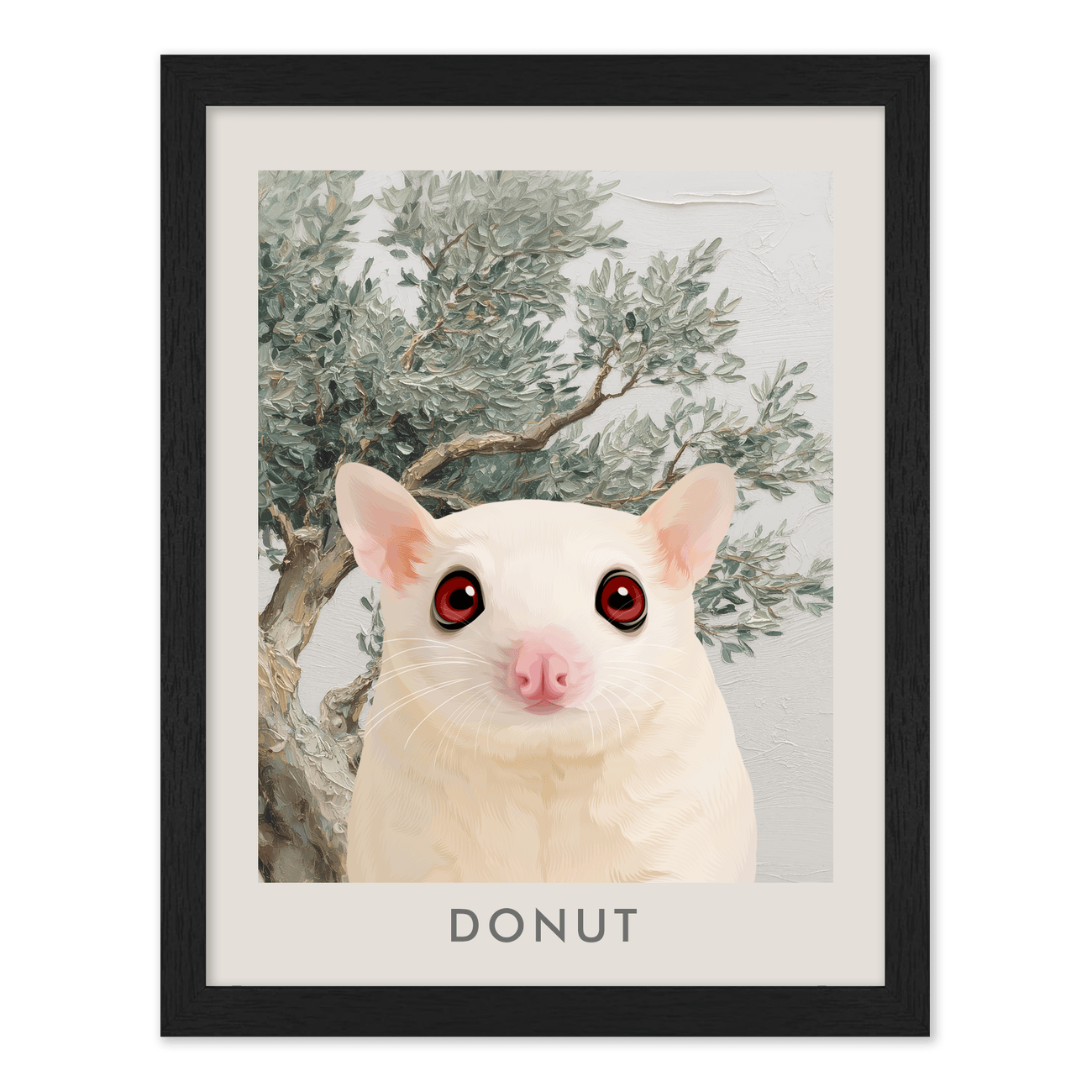 petportrait-vertical-mediterraneanolivetreebranch_Standard-Black-Frame.png