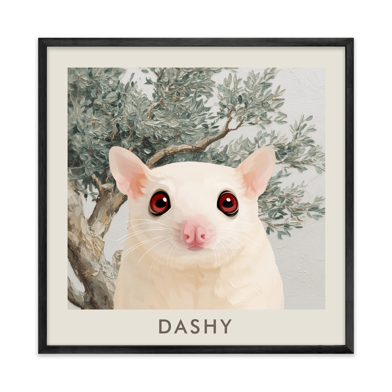 1petportrait-square-mediterraneanolivetreebranch_Metal-Frame.png