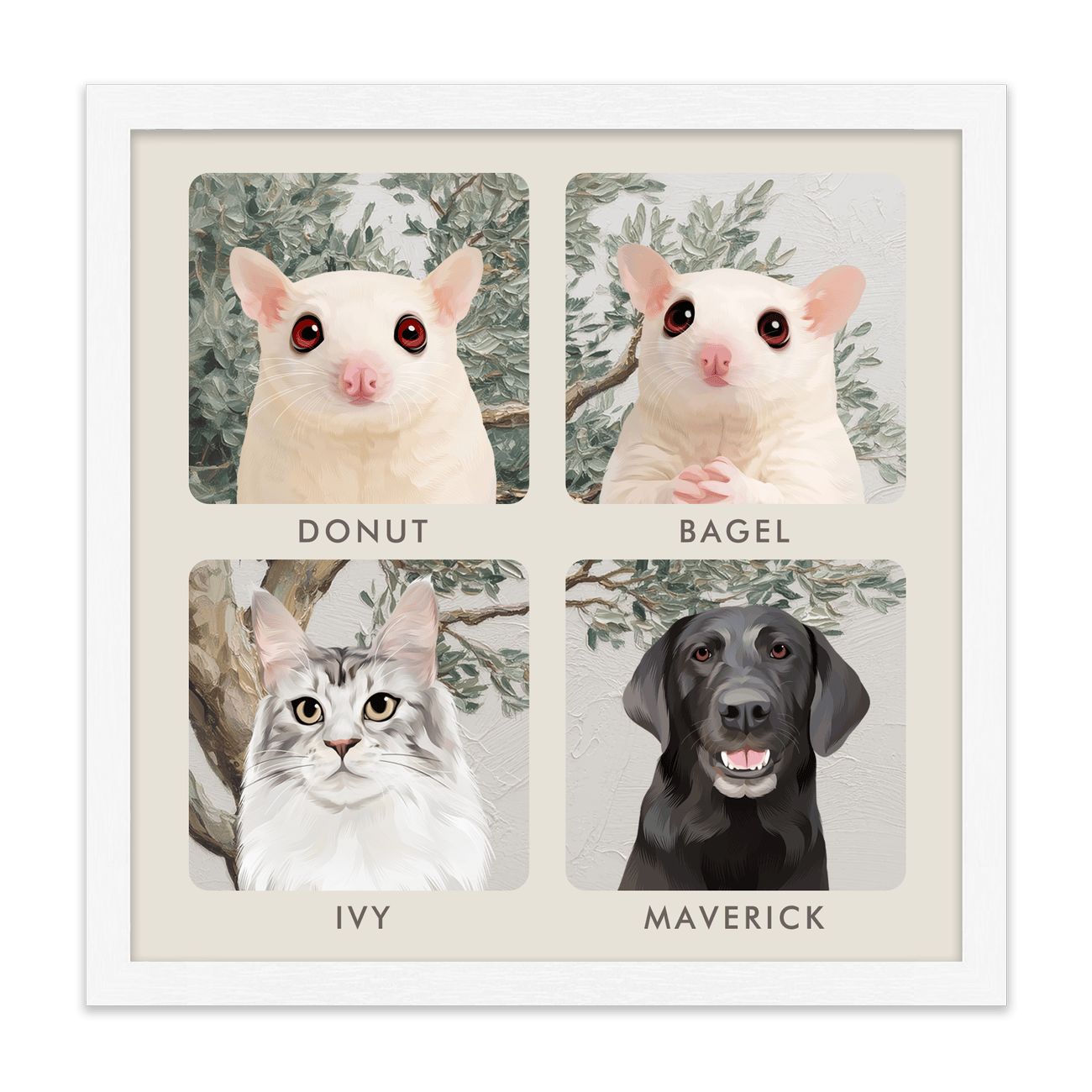 4petportrait-square-mediterraneanolivetreebranch_Standard-White-Frame.png