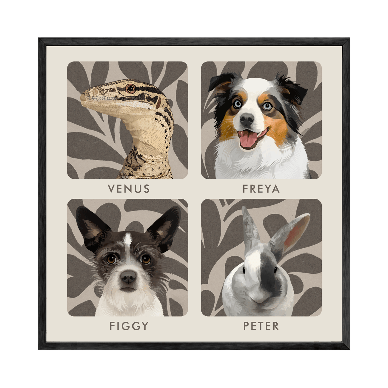 4petportrait-square-earthyfloralblockprint_Metal-Frame.png