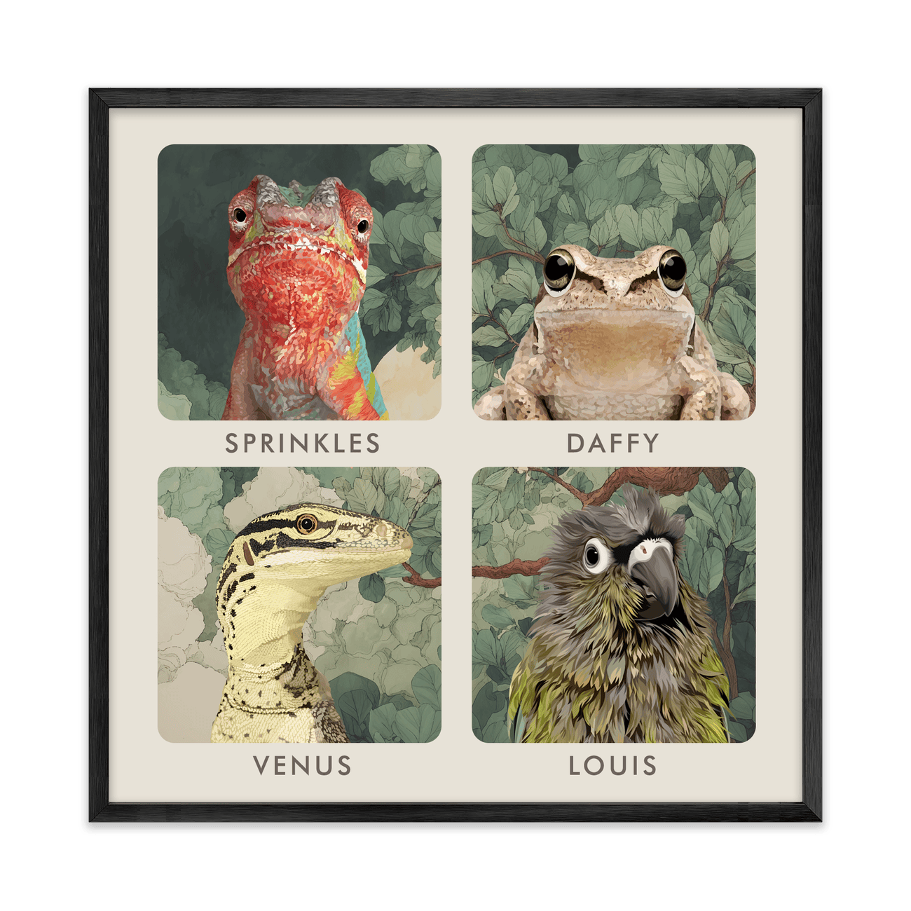 4petportrait-square-enchantedjungleforestthemed_Metal-Frame.png