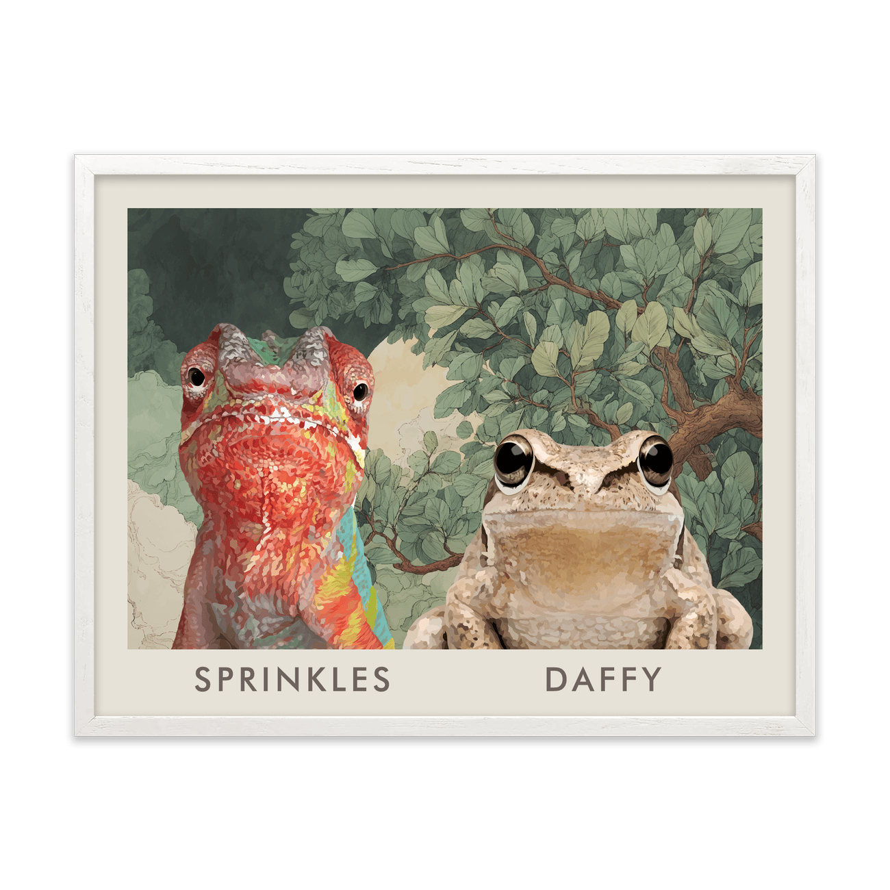 2petportrait-horizontal-enchantedjungleforestthemed_White-Oak-Frame.png