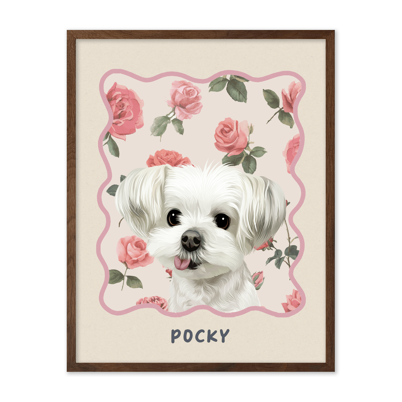 1petportrait-vertical-vintagerosegardenpattern_Walnut-Frame.png