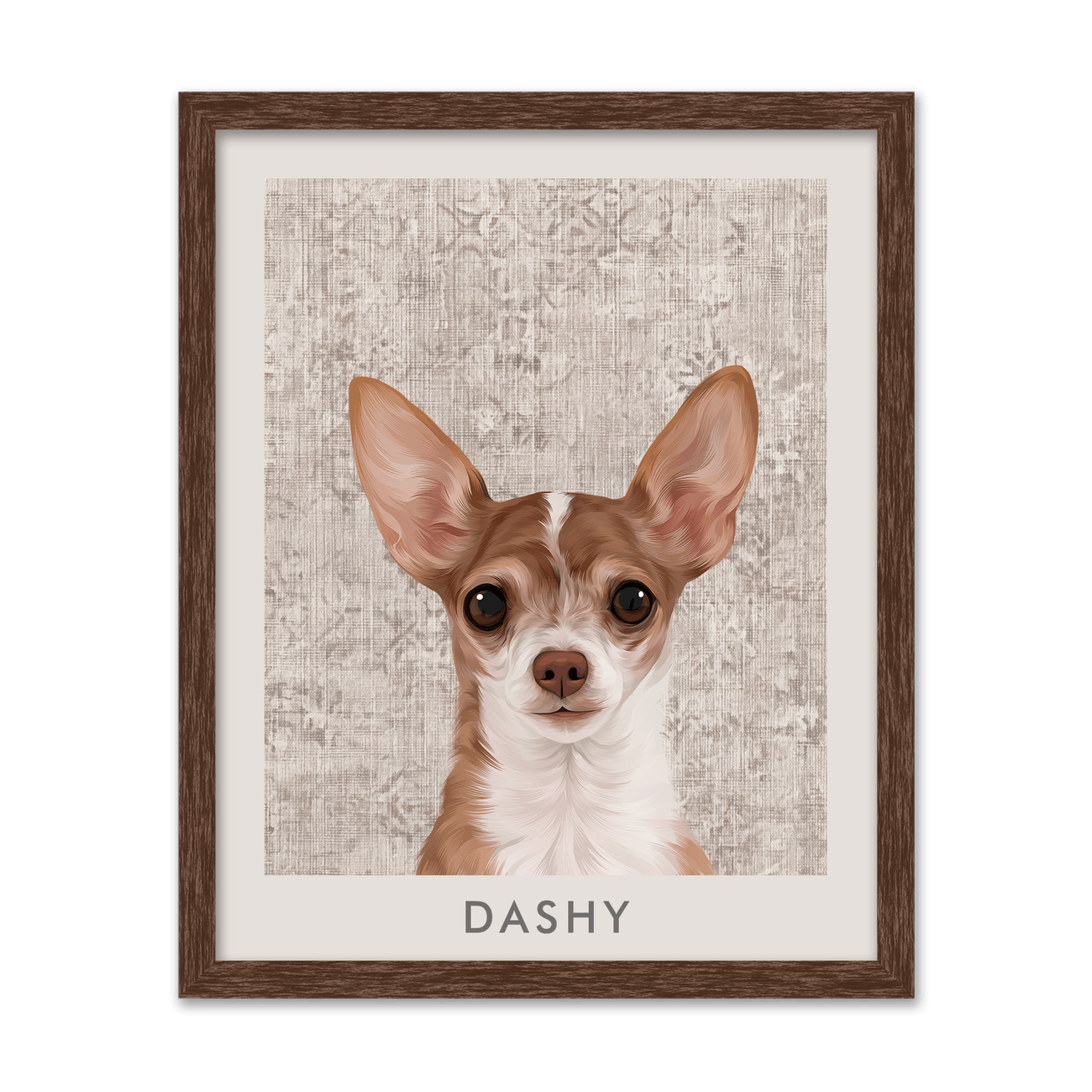 Vintage Distressed Textile Pattern Pet Portrait