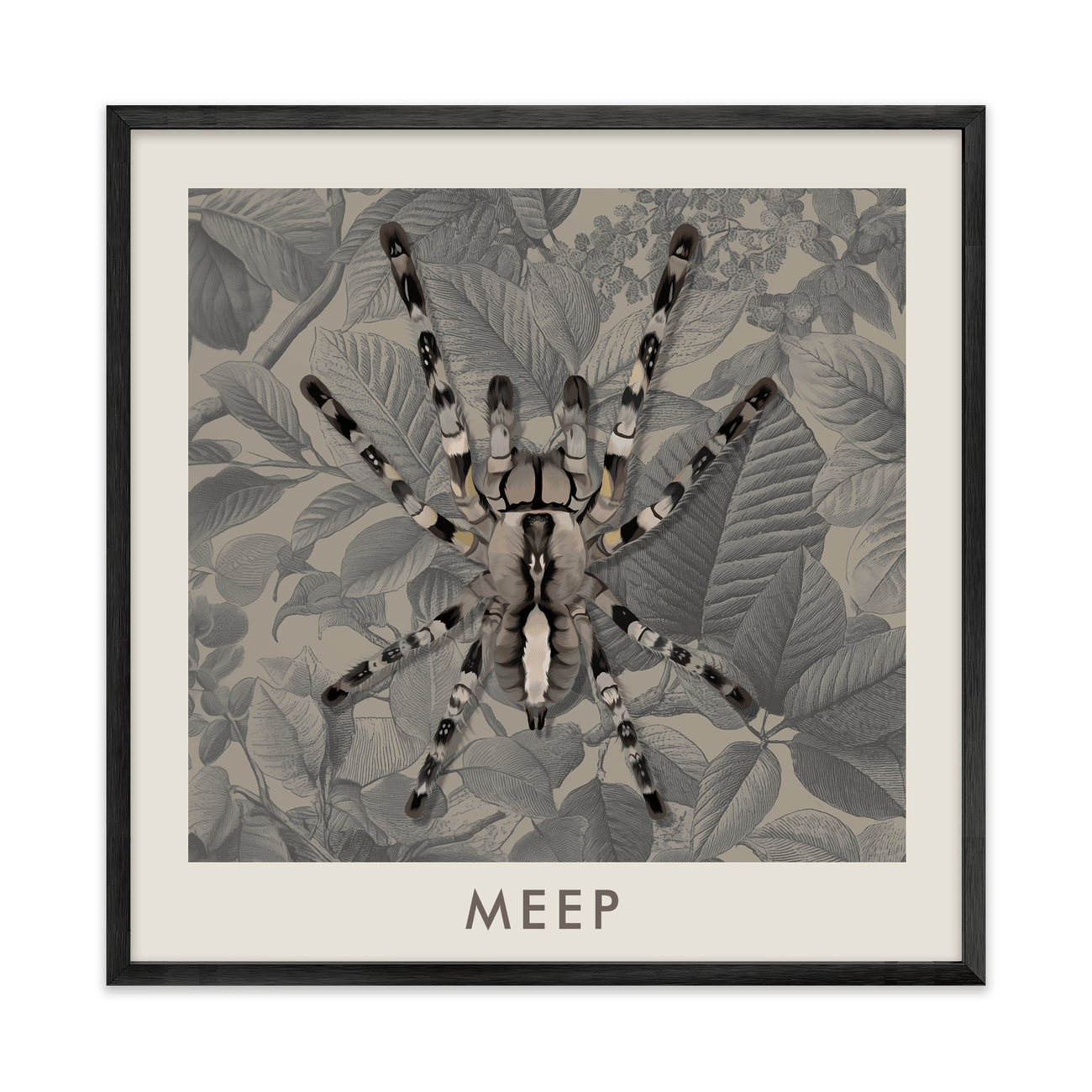 1petportrait-square-vintagebotanicalengravedleaves_Metal-Frame.png