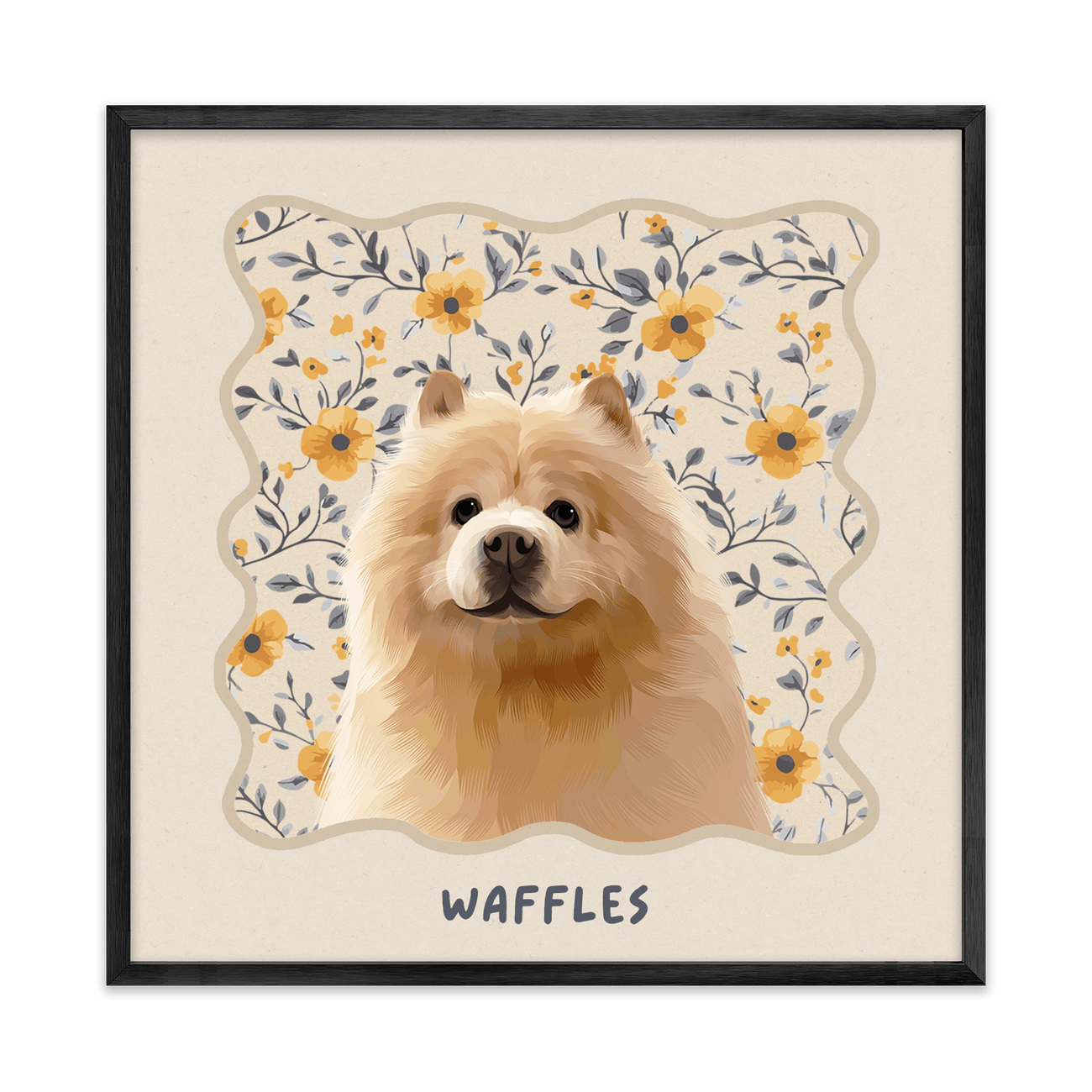 1petportrait-square-vintageyellowfloralpattern_Metal-Frame.png