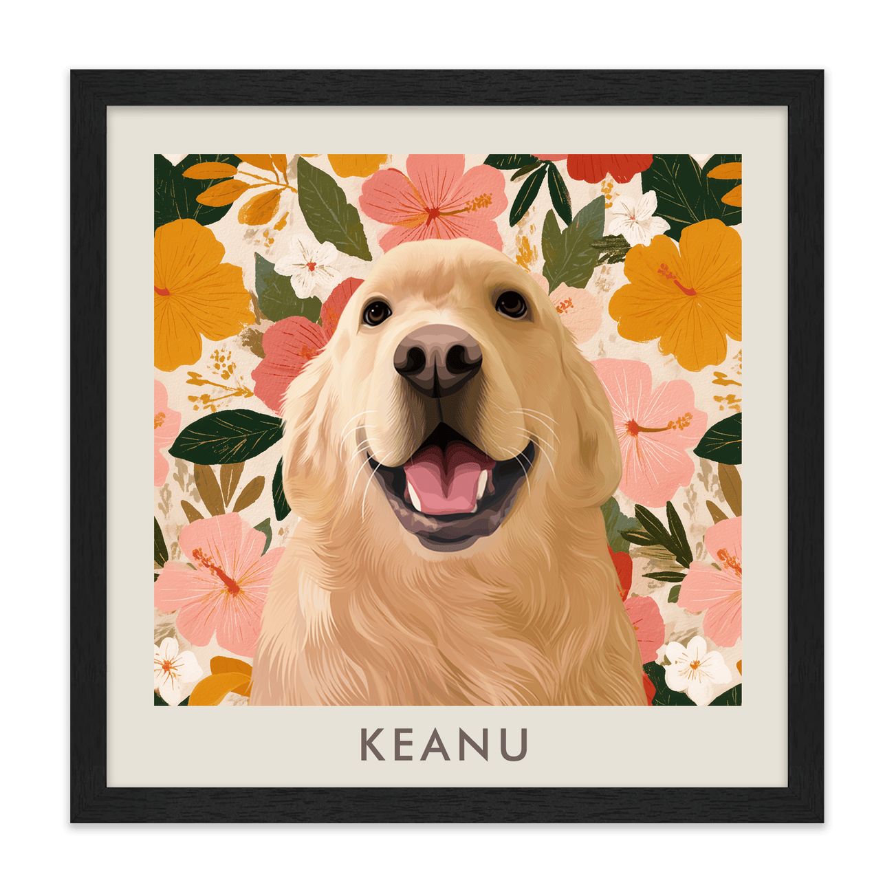 1petportrait-square-goldenhawaiinhibiscussunset_Standard-Black-Frame.png