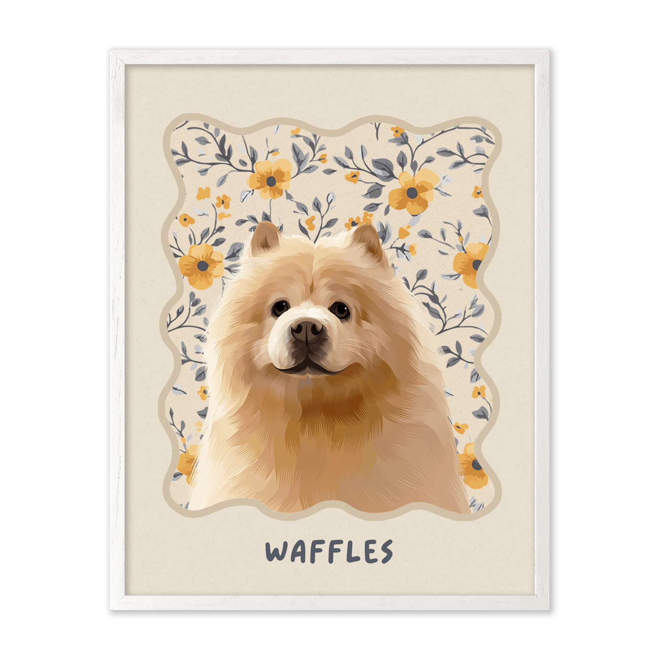 petportrait-vertical-vintageyellowfloralpattern_White-Oak-Frame.png