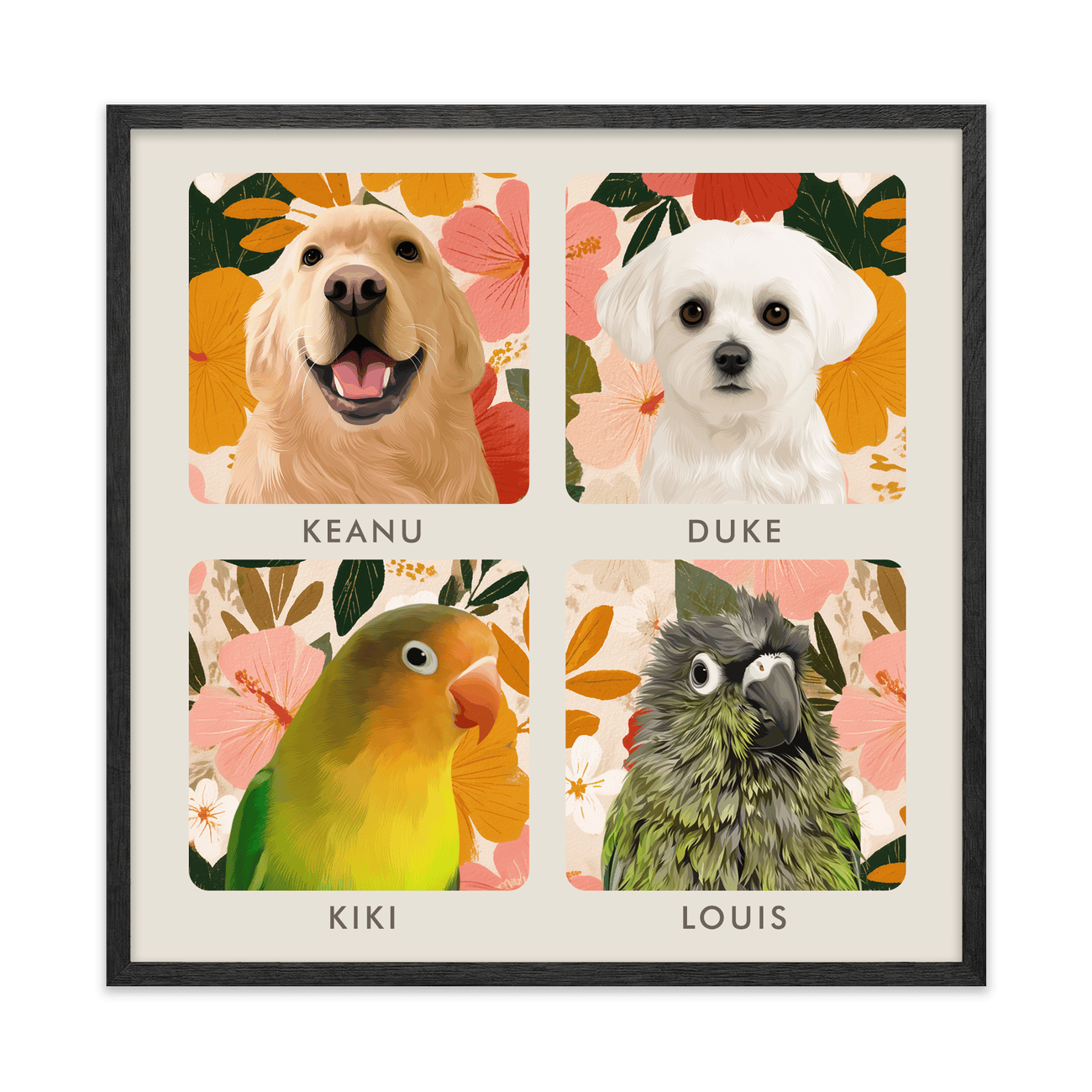 4petportrait-square-goldenhawaiianhibiscus_Black-Oak-Frame.png