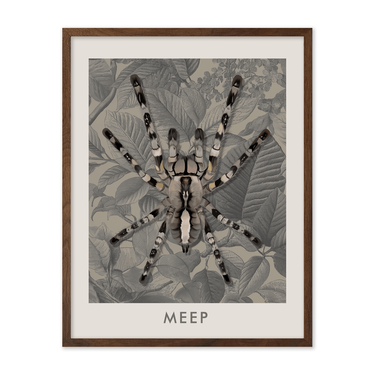 Vintage Botanical Engraved Leaves Pet Portrait