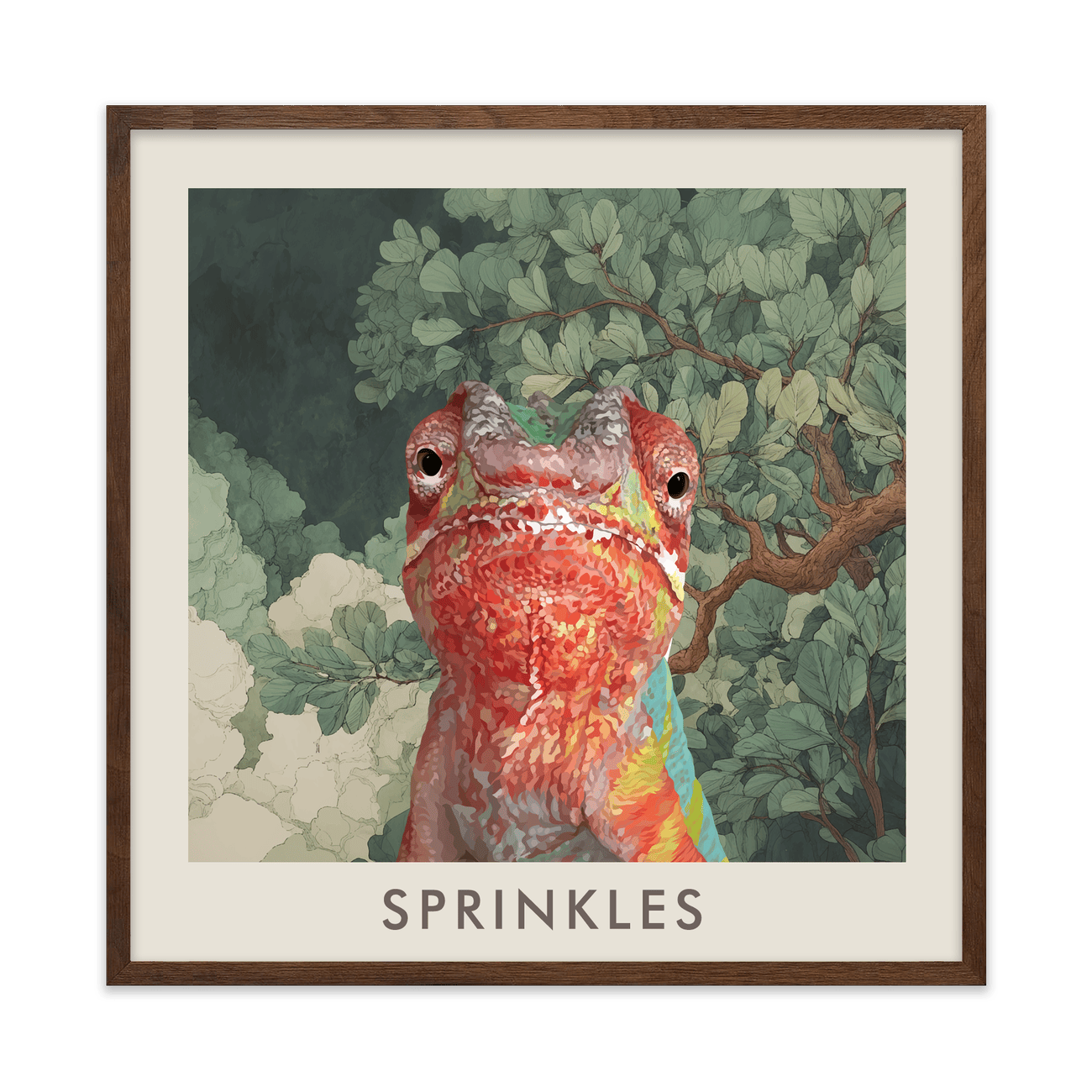 1petportrait-square-enchantedjungleforestthemed_Walnut-Frame.png